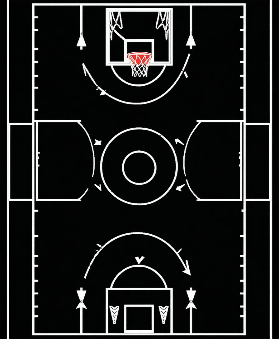 Abstract Basketball Court Strategy Diagram Rug
