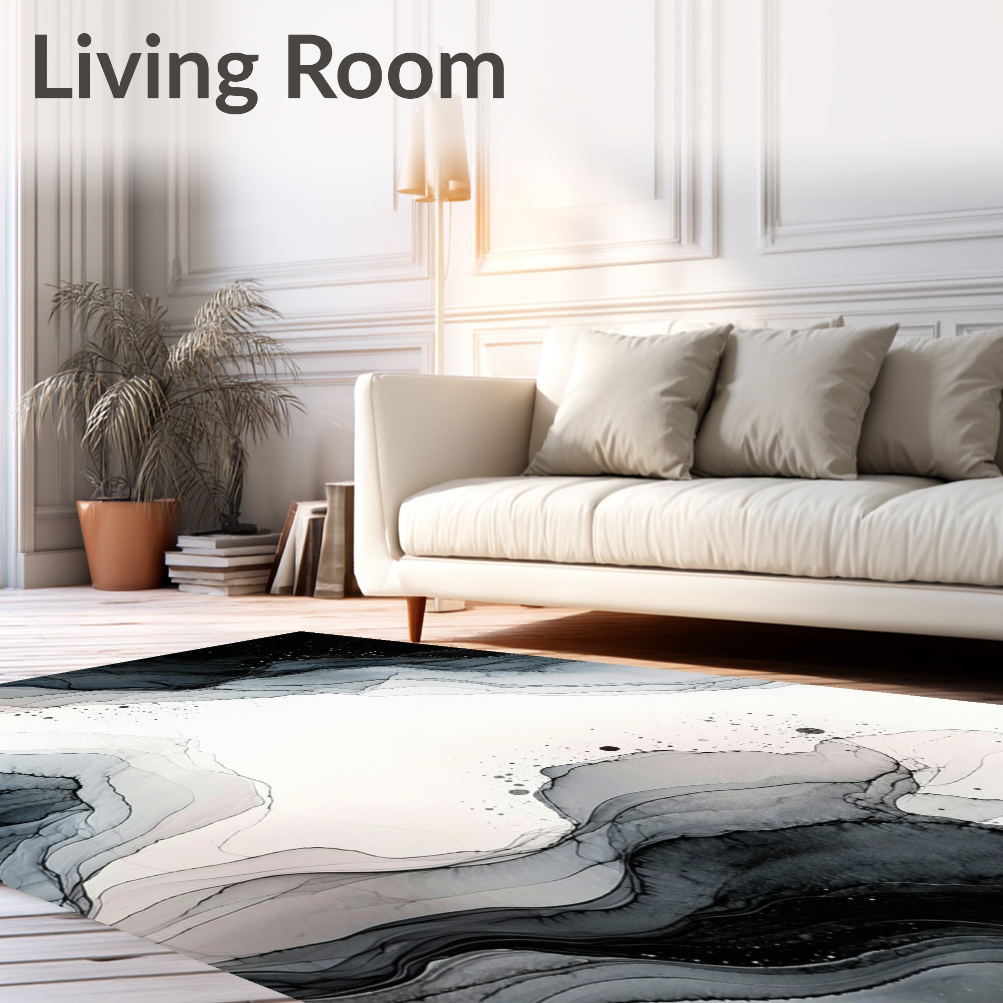 Abstract Ink Wash Swirl Pattern Rug