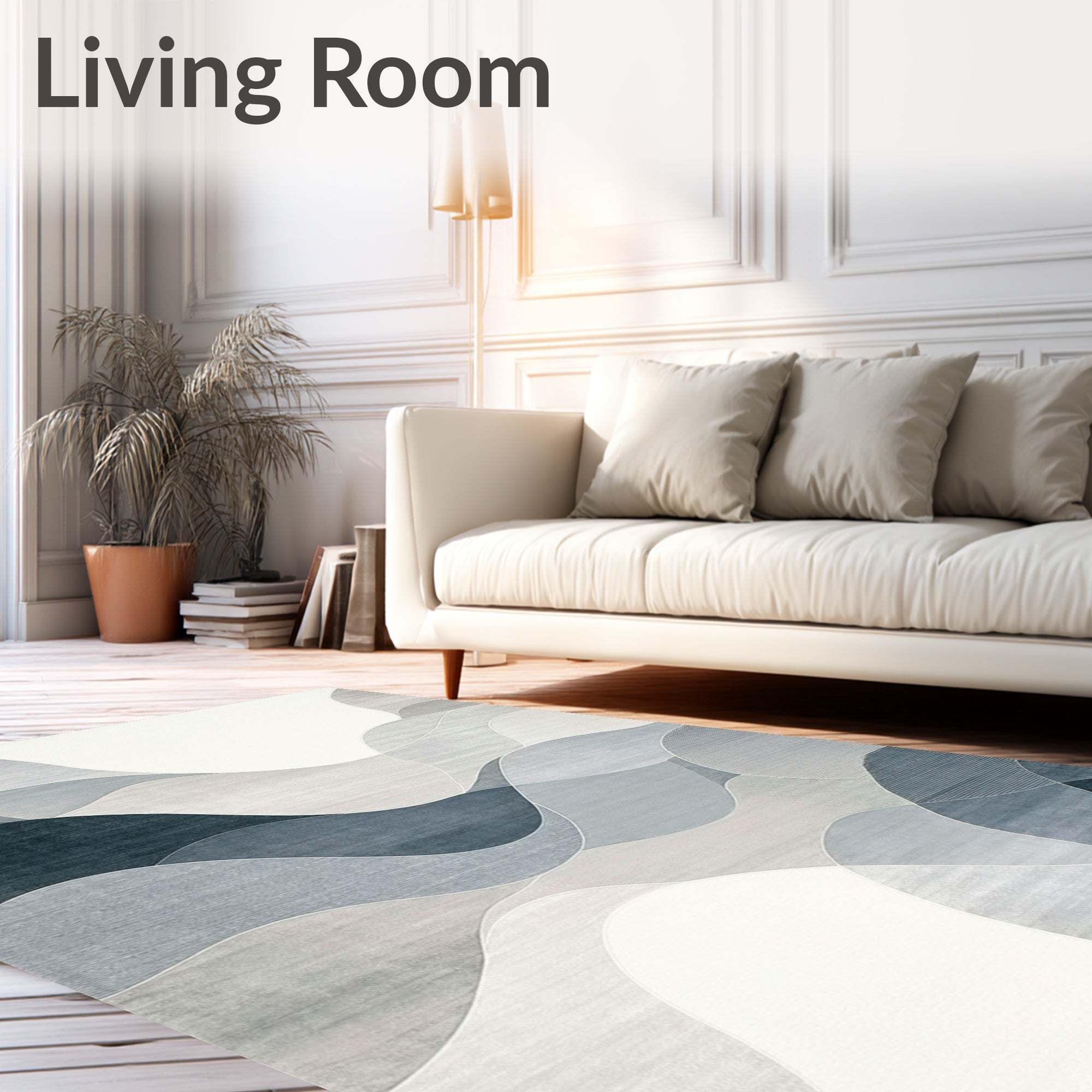 Abstract Layered Gray Waves Rug