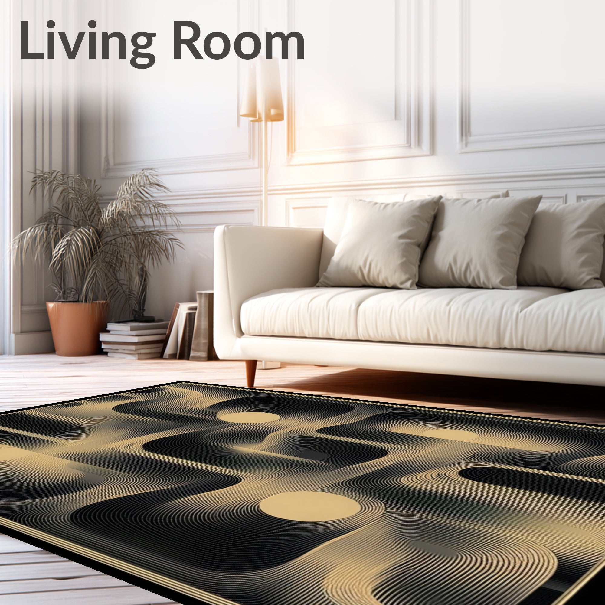 Abstract Line Pattern Golden Rug