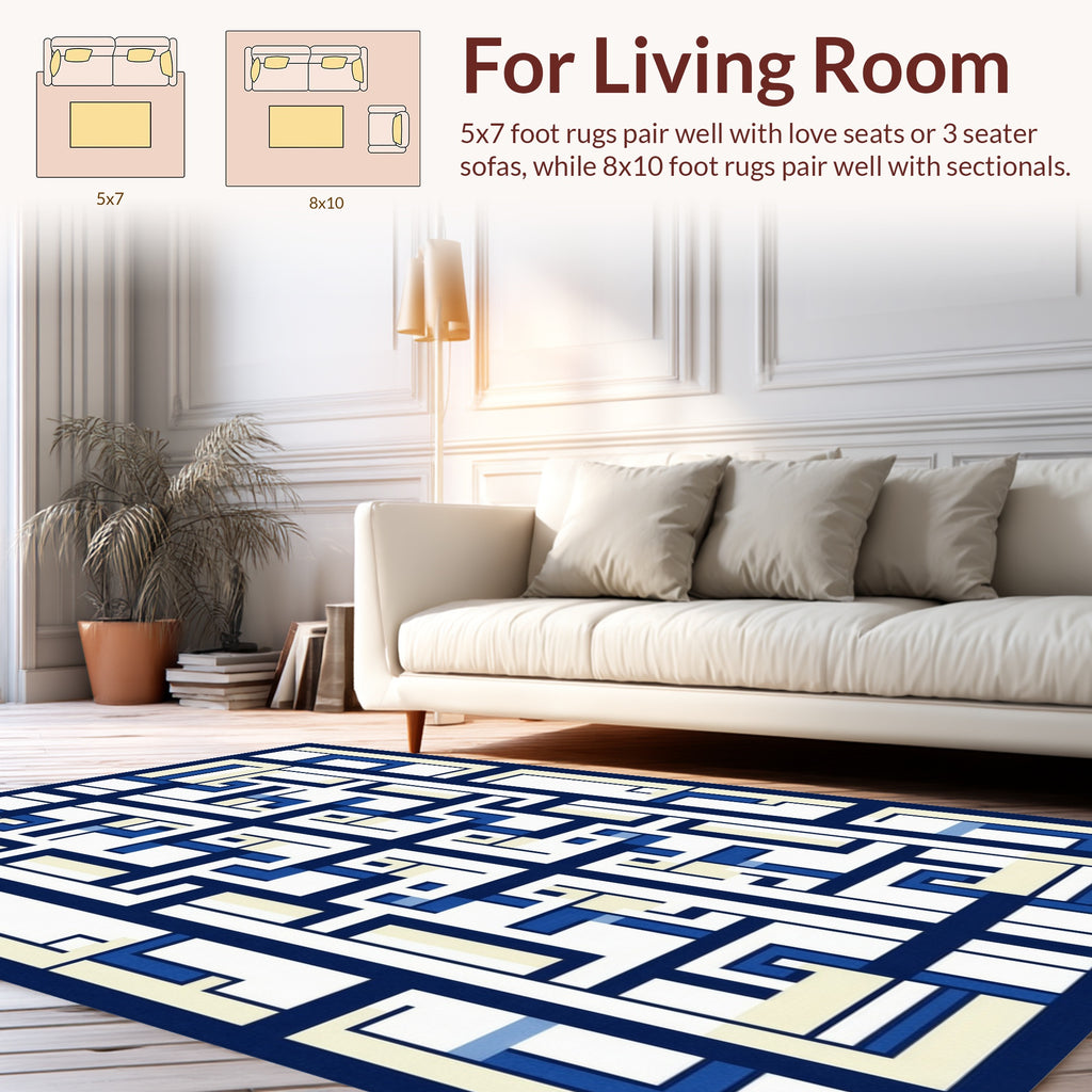 Abstract Geometric Maze Pattern Rug