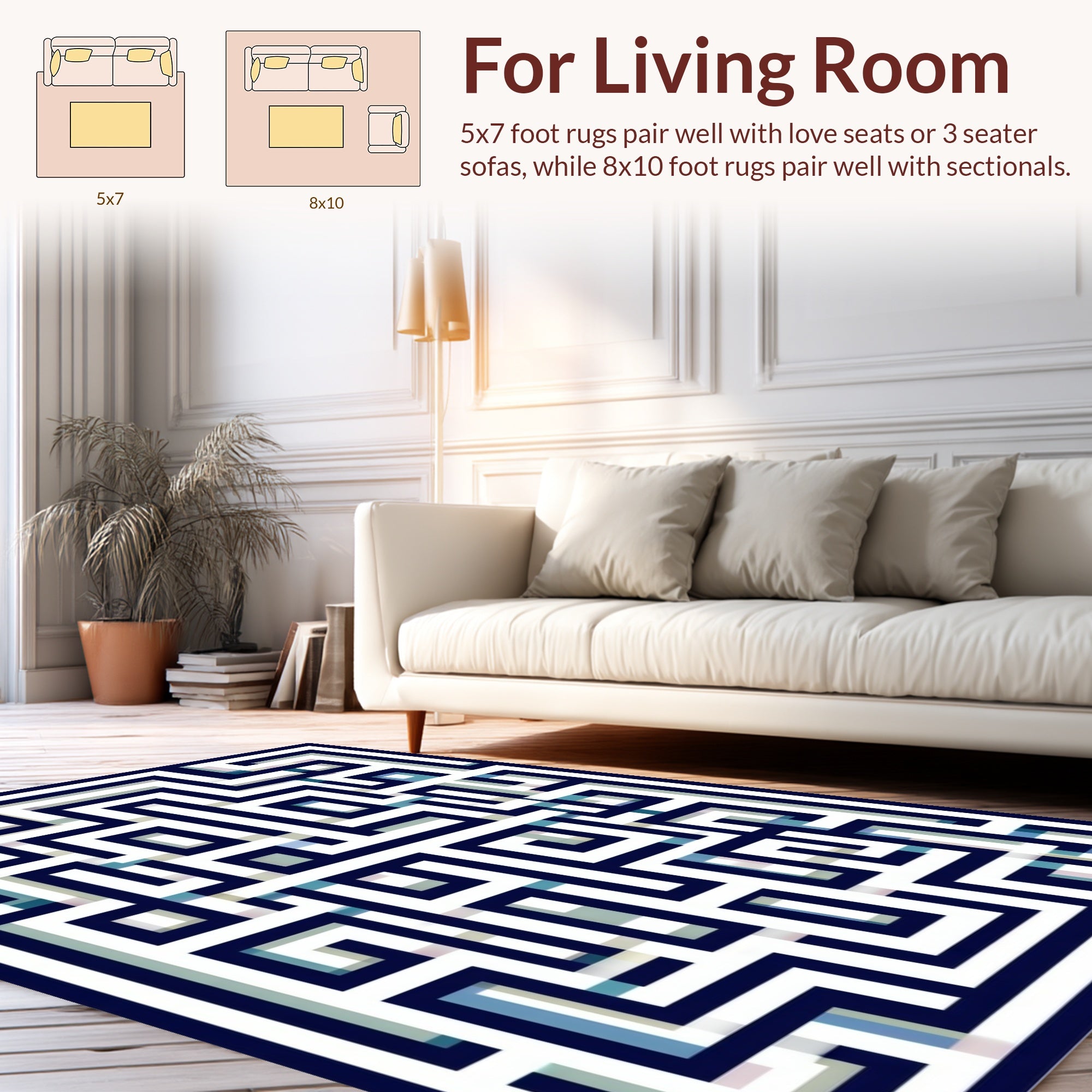 Abstract Navigational Maze Pattern Rug