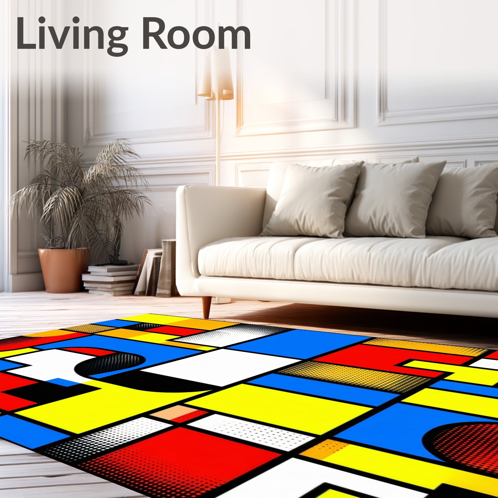 Abstract Geometric Shape Primary Colors Rug