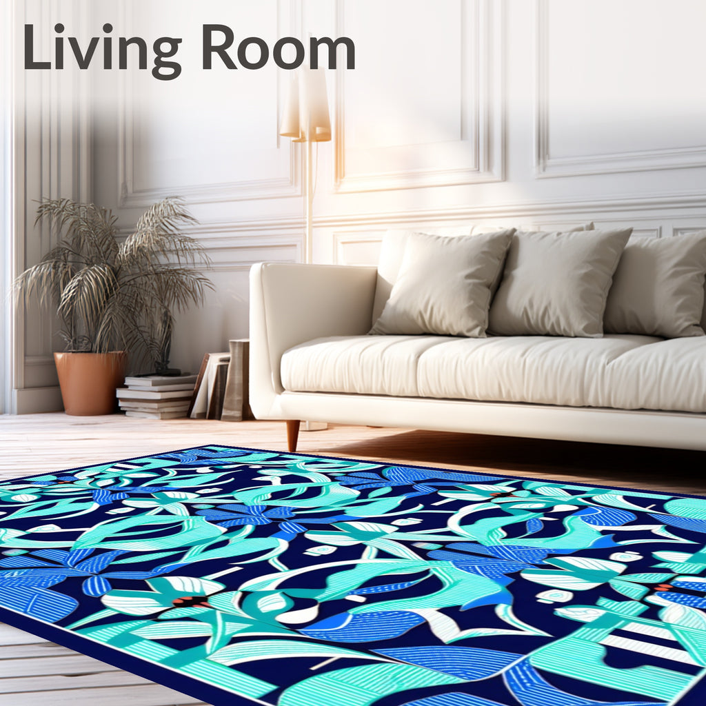 Abstract Floral Pattern Geometric Design Rug