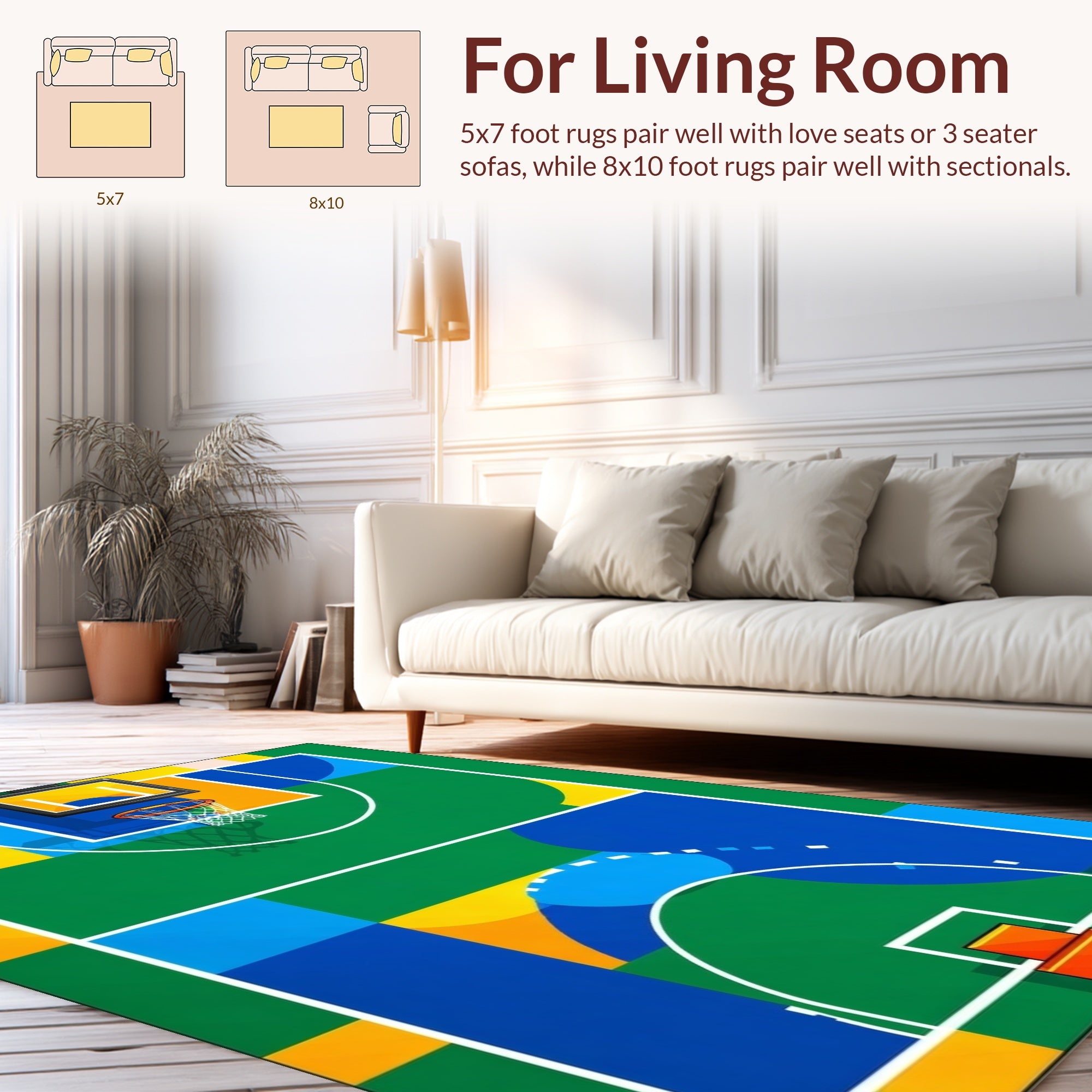 Abstract Geometric Basketball Court Rug