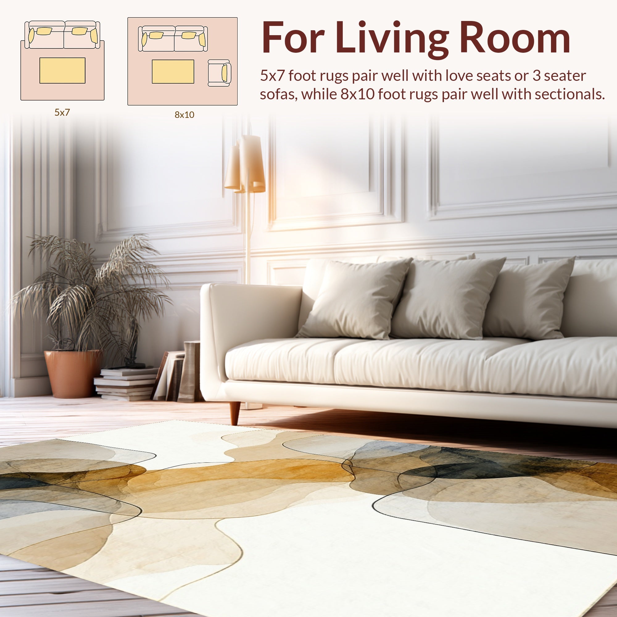 Abstract Ink Wash Organic Lines Rug
