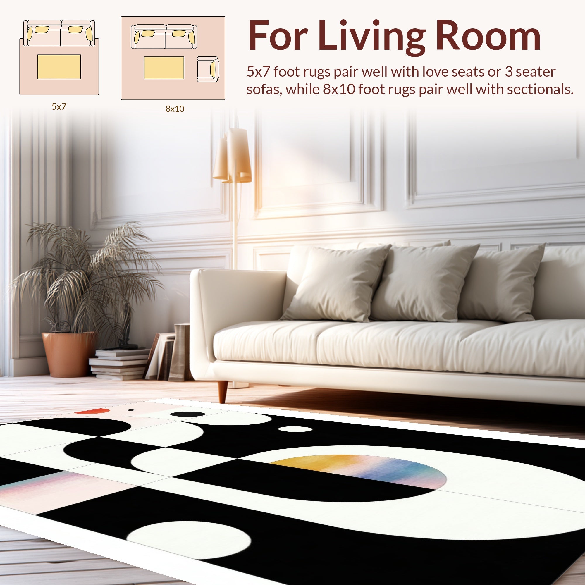 Abstract Geometric Circles Curves Design Rug