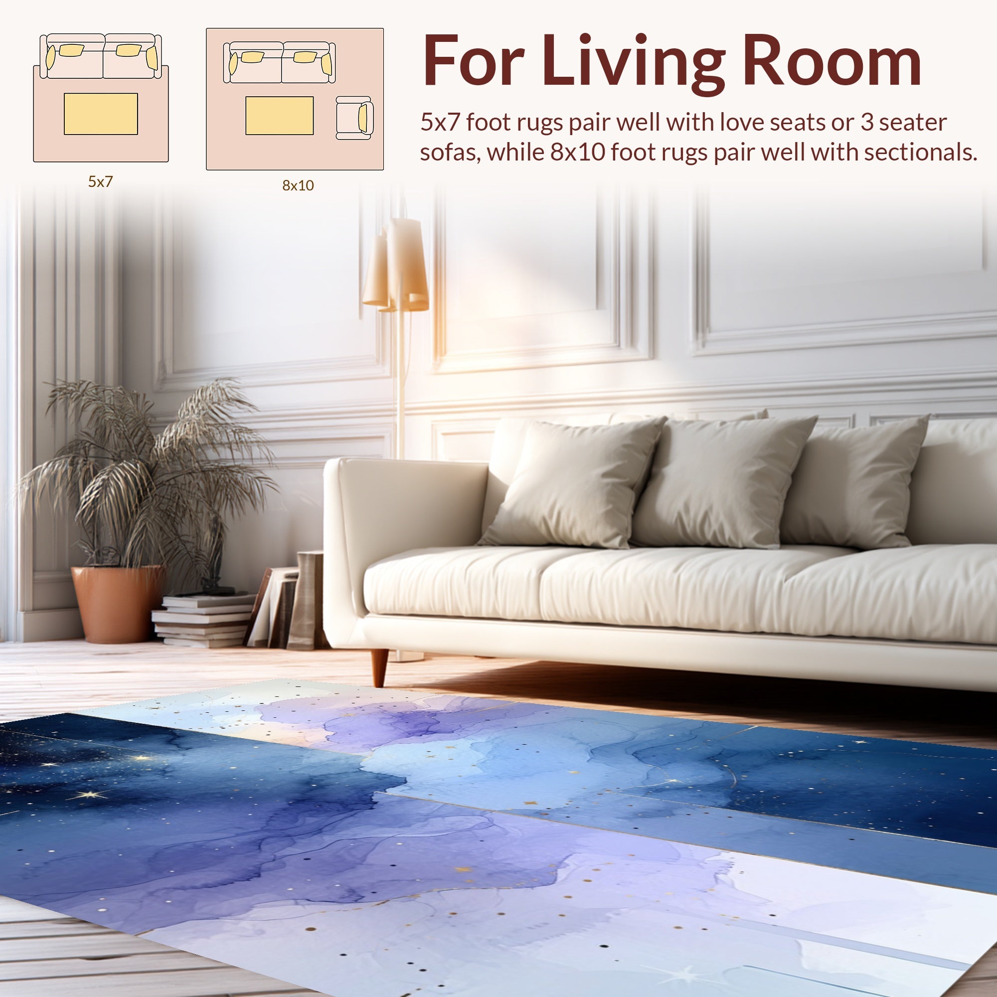 Abstract Nebula Gold Swirl Pattern Rug