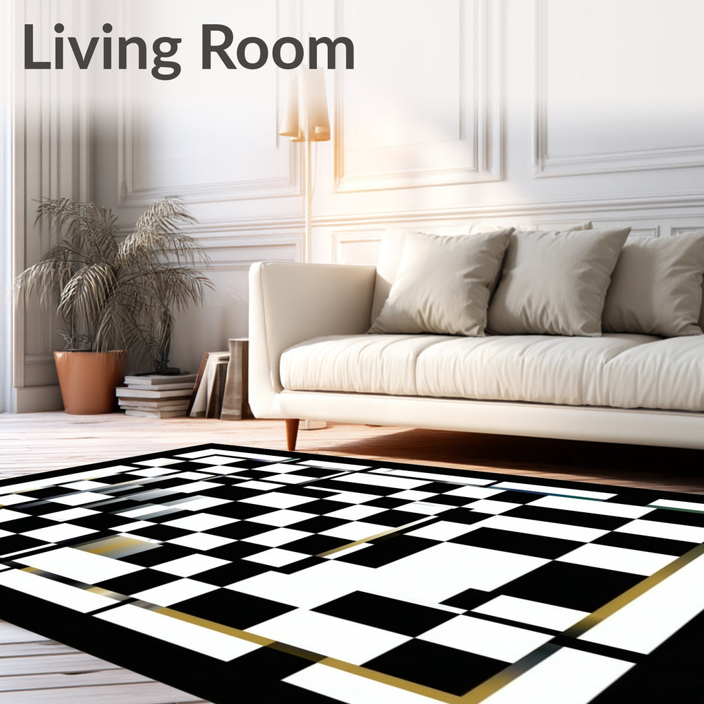 Abstract Glitch Chessboard Pattern Rug