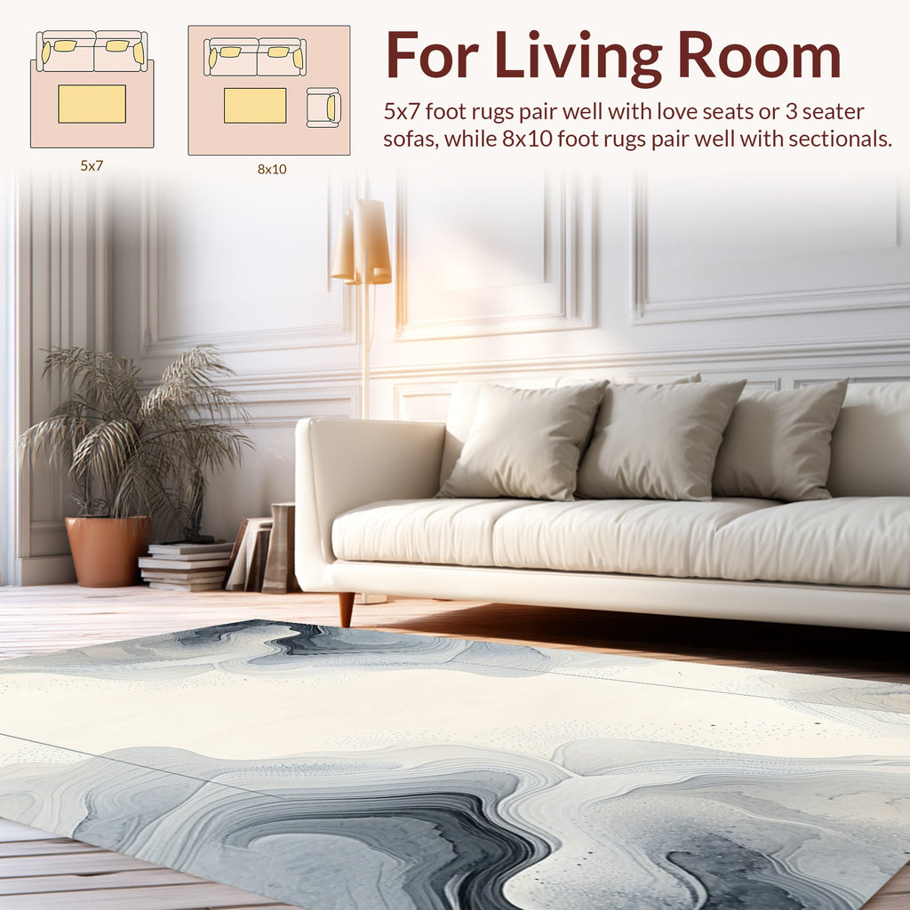Abstract Flowing Grey Watercolor Rug