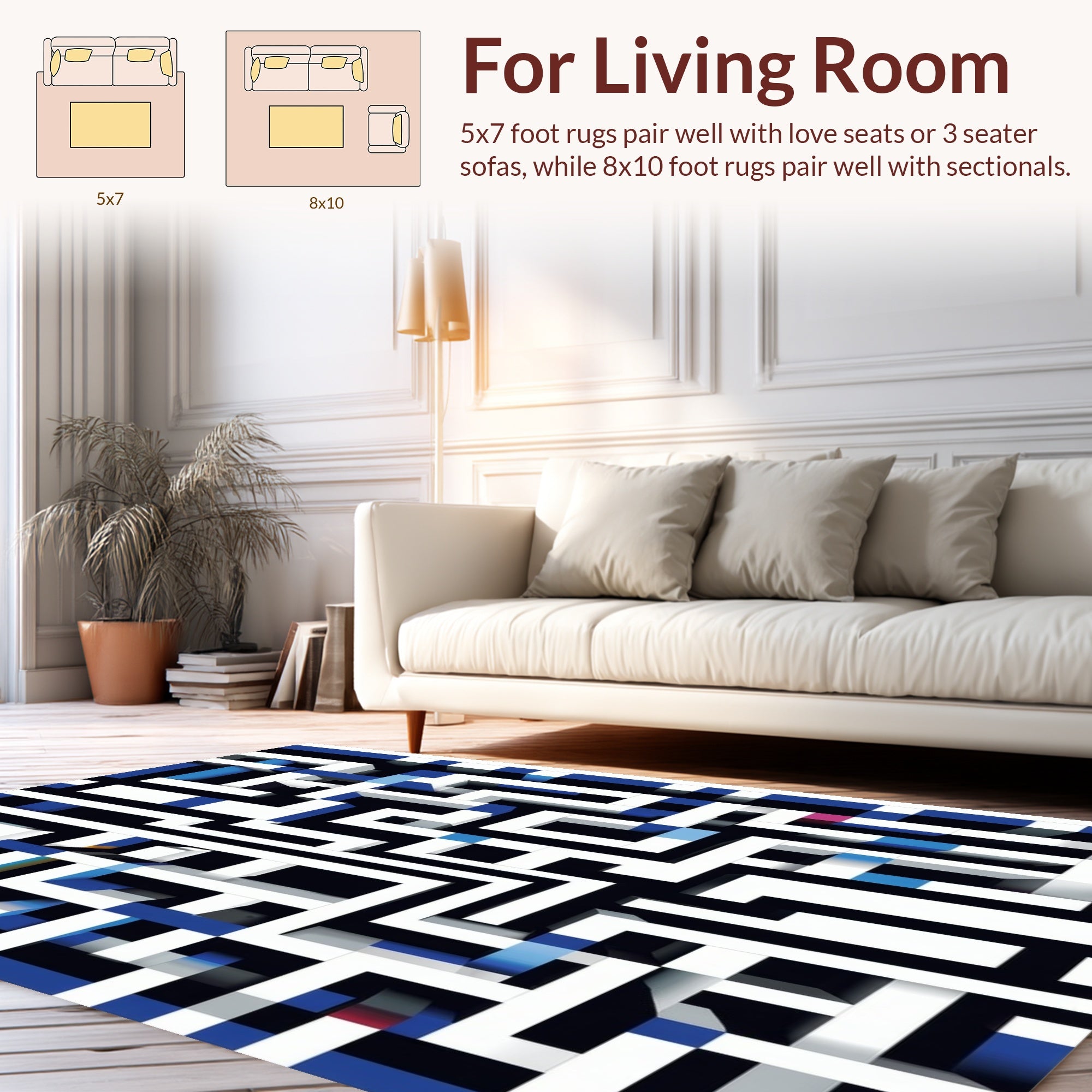 Abstract Maze Geometric Design Rug