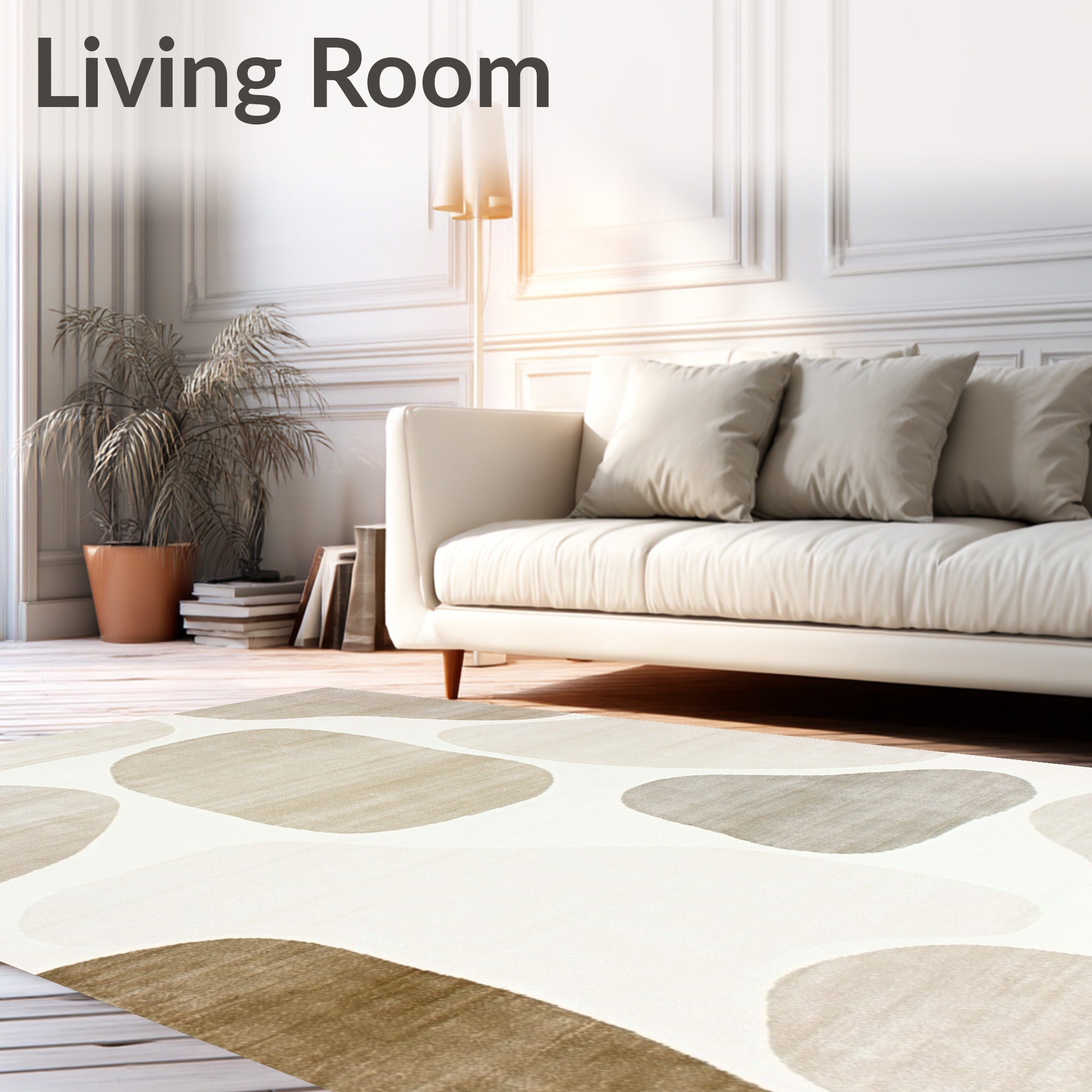 Abstract Neutral Pebble Rug