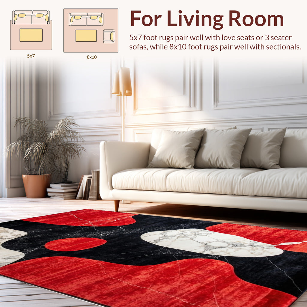 Abstract Bold Shape Marble Rug