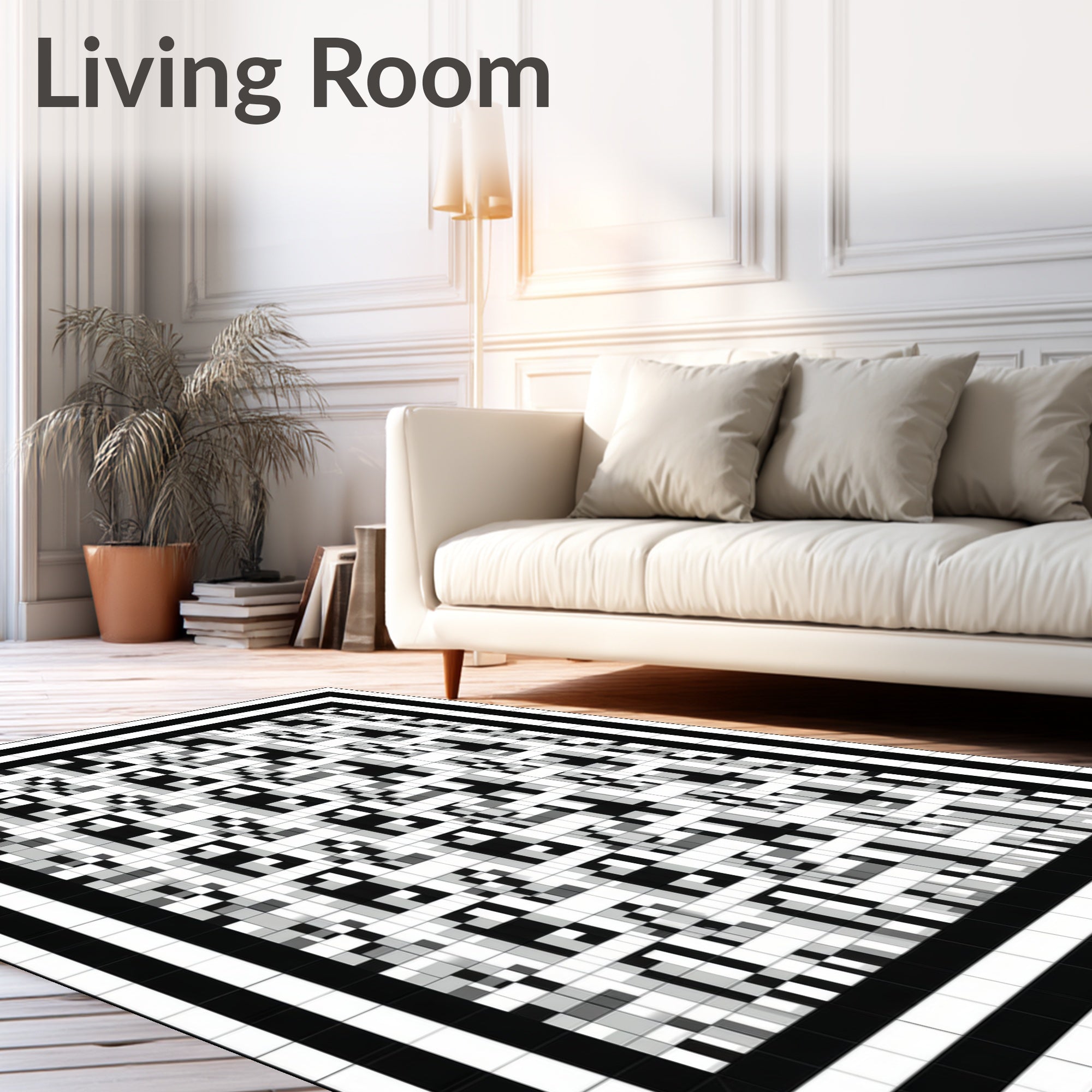Abstract Grayscale Barcode Rug