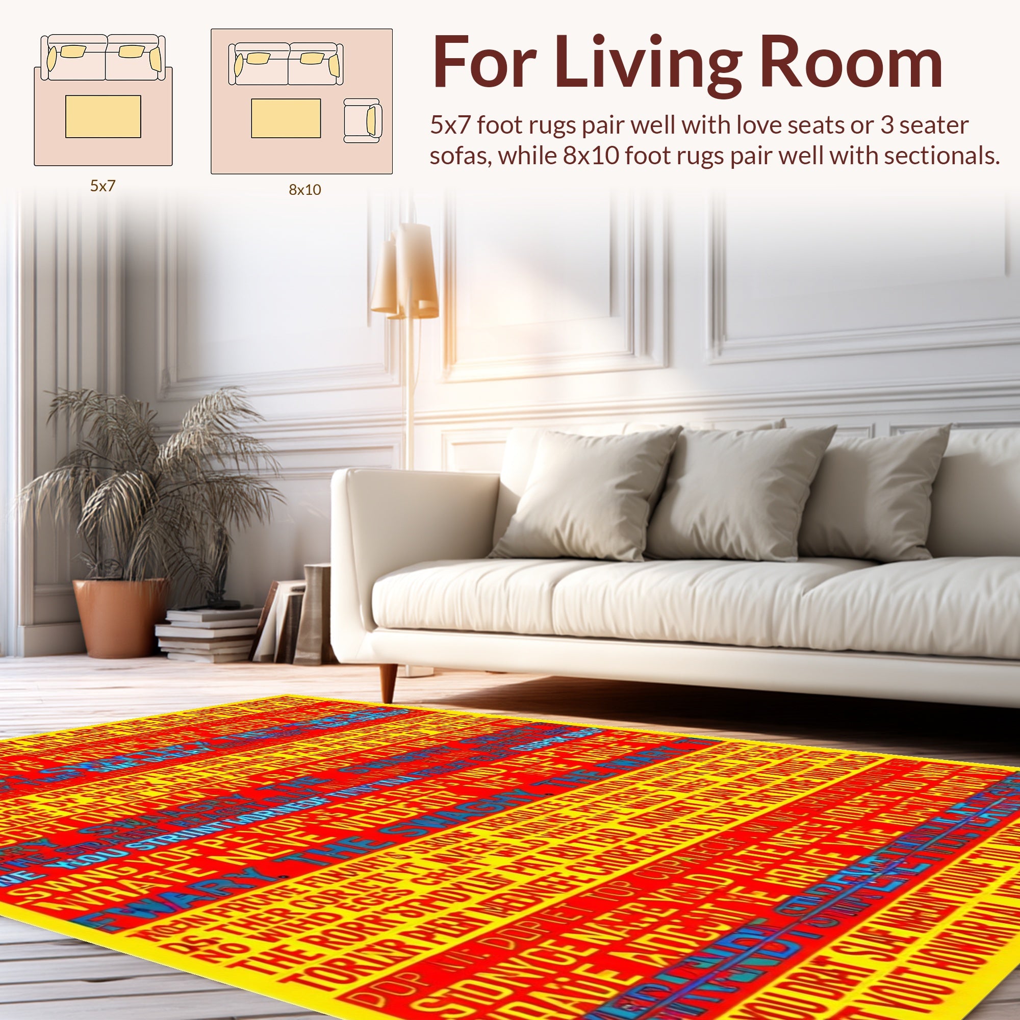 Abstract Jumbled Typography Rug