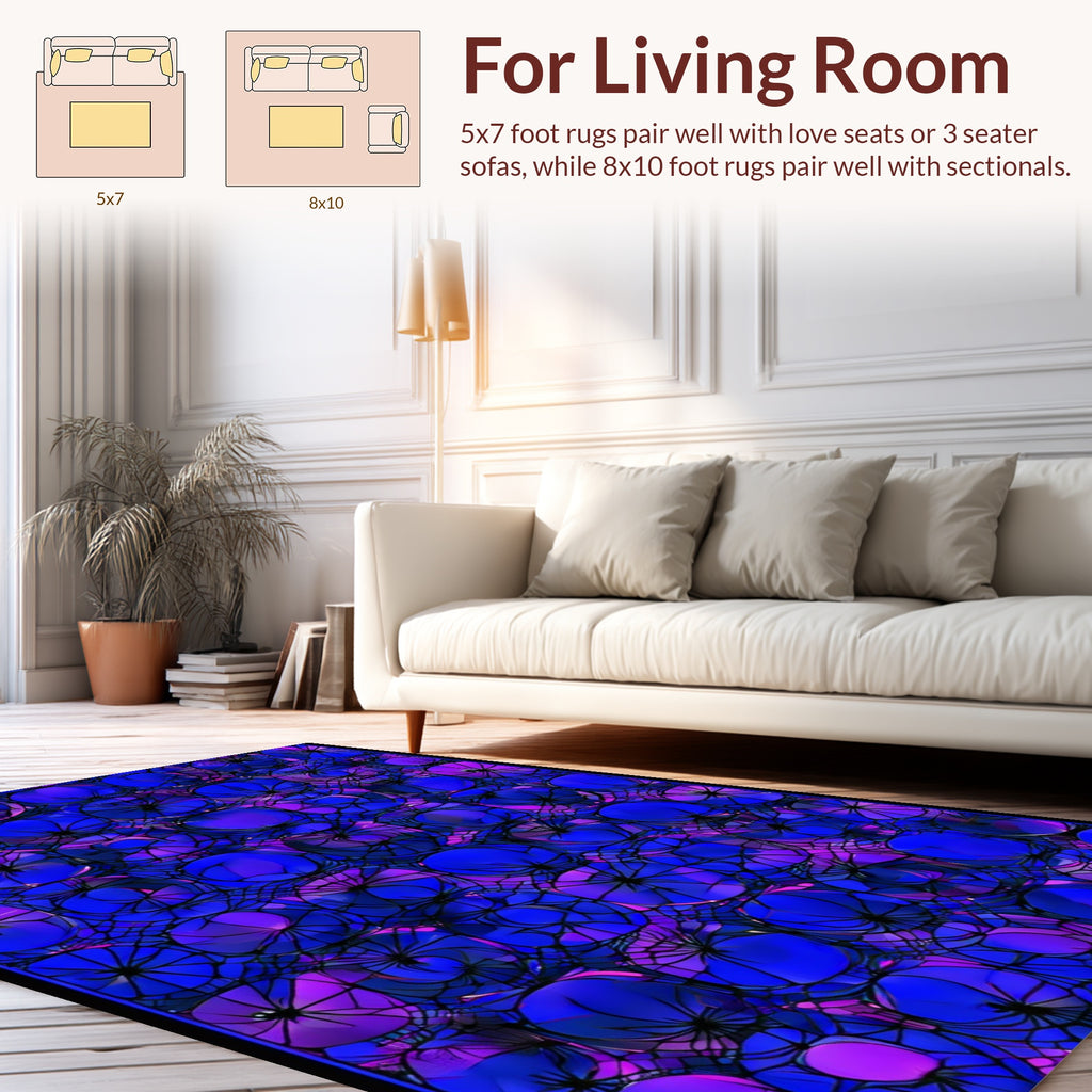Abstract Blue Purple Geometric Circles Rug