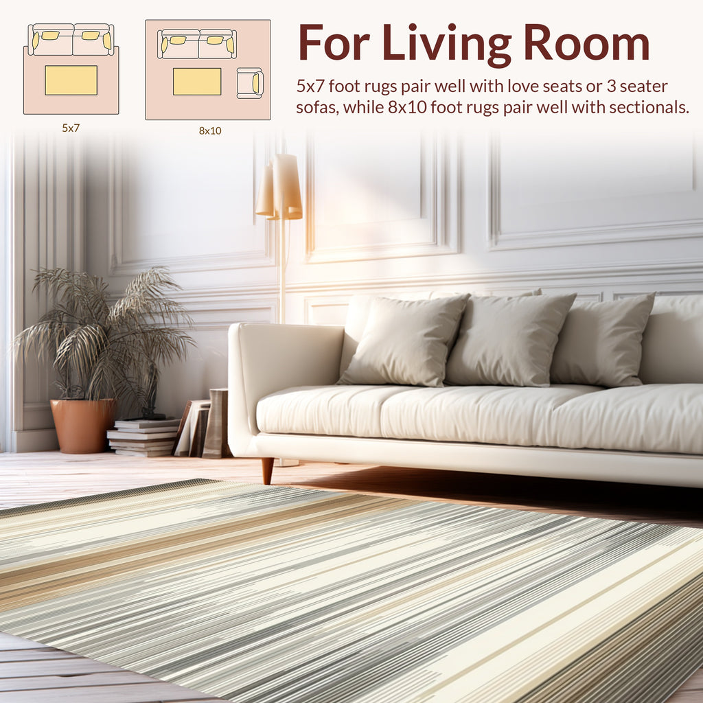 Abstract Horizontal Lines Earth Tones Rug