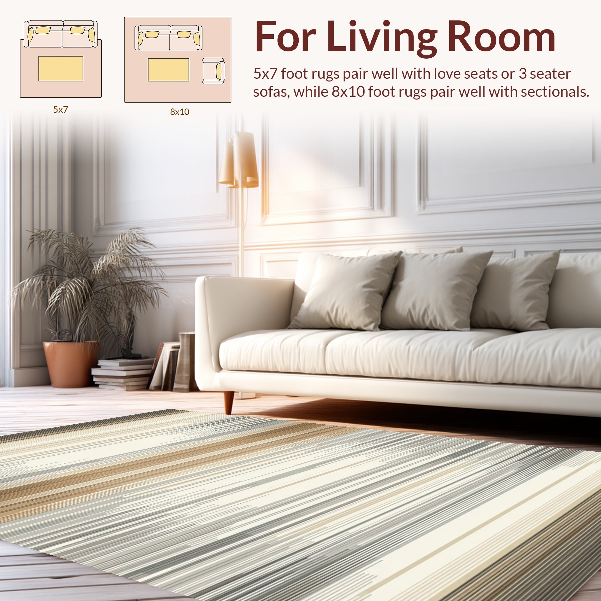 Abstract Horizontal Lines Earth Tones Rug