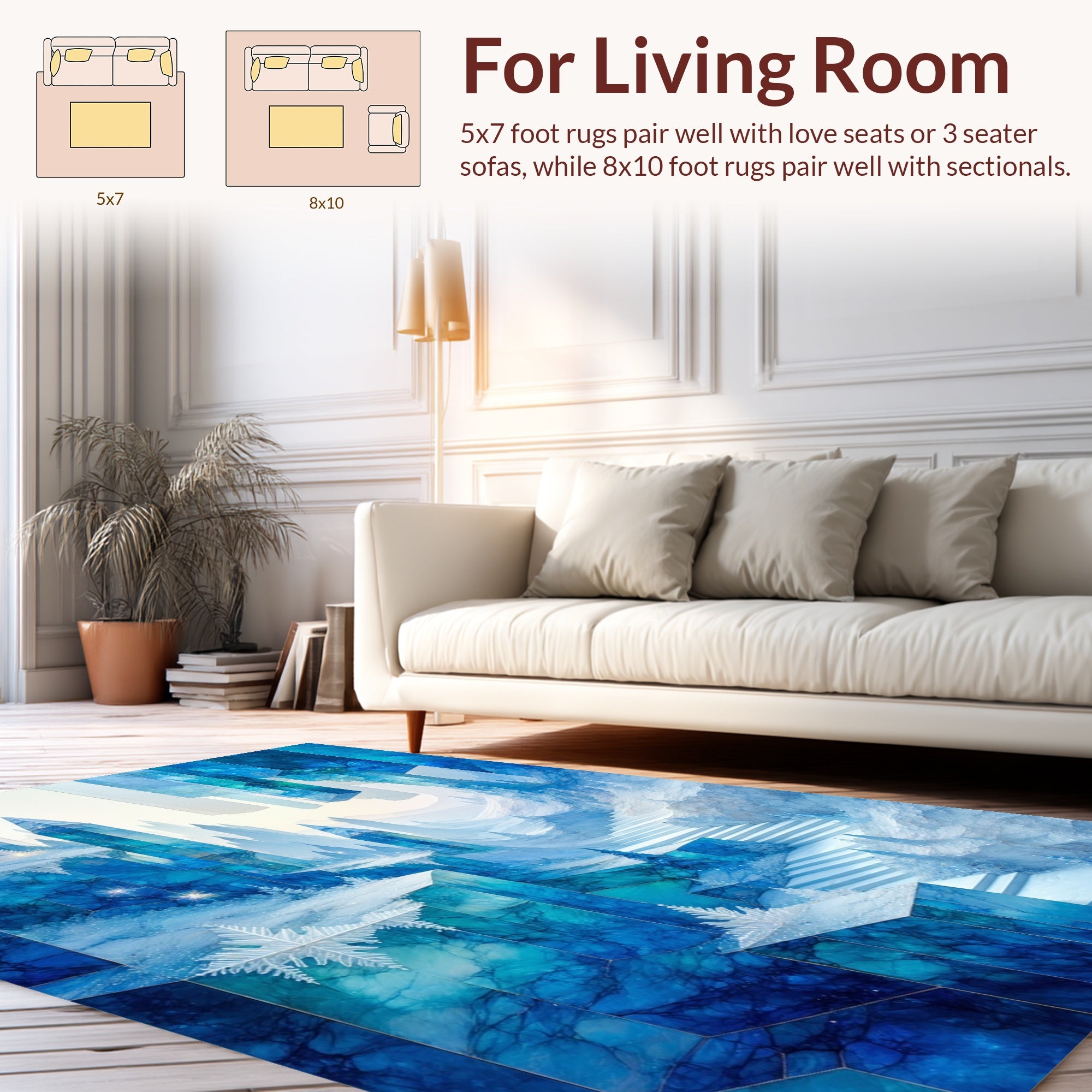 Abstract Crystal Ice Landscape Rug