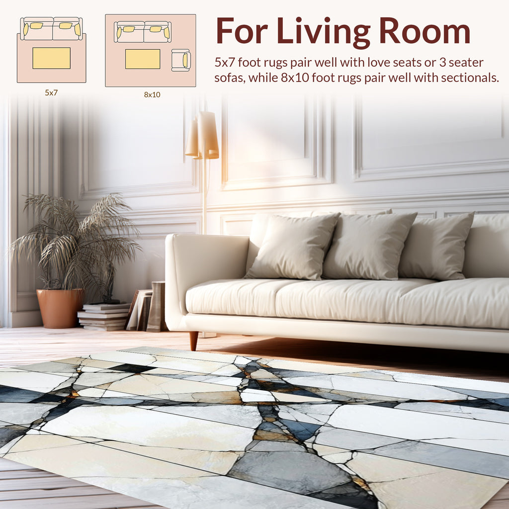 Abstract Geometric Cracked Marble Texture Rug