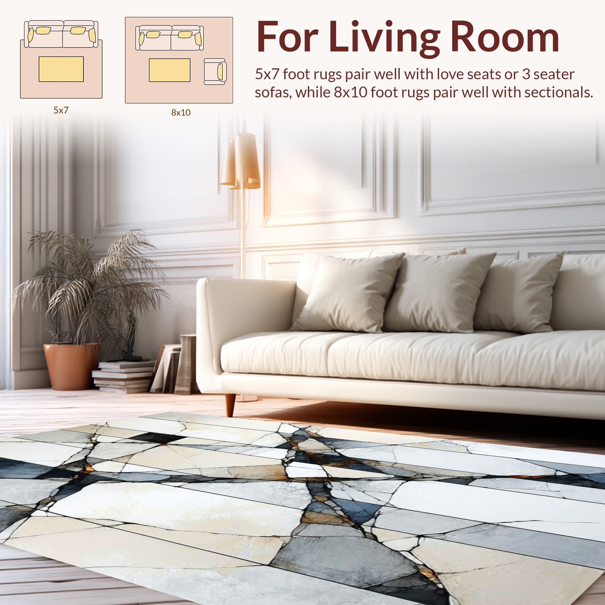 Abstract Geometric Cracked Marble Texture Rug