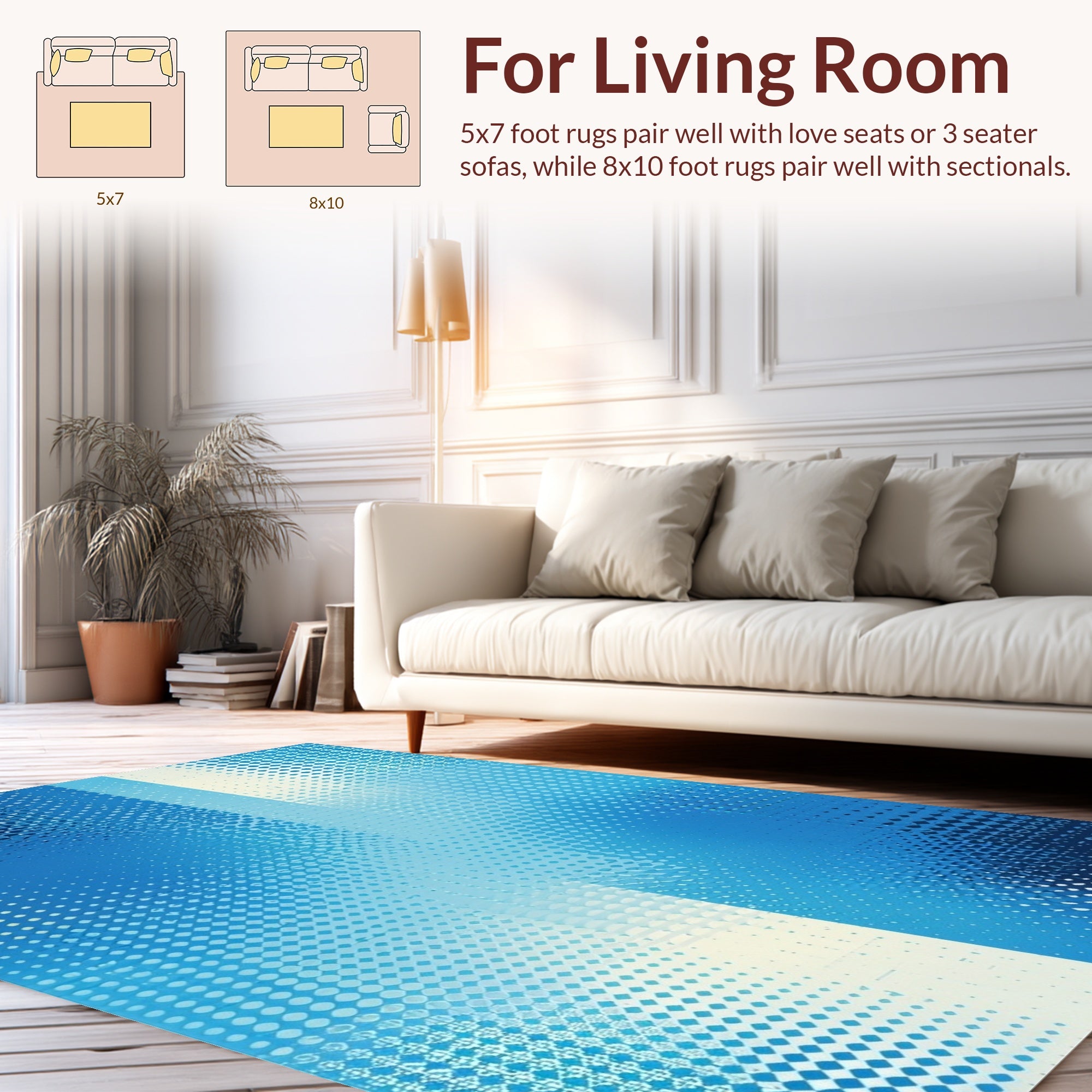 Abstract Blue Gradient Dot Pattern Rug