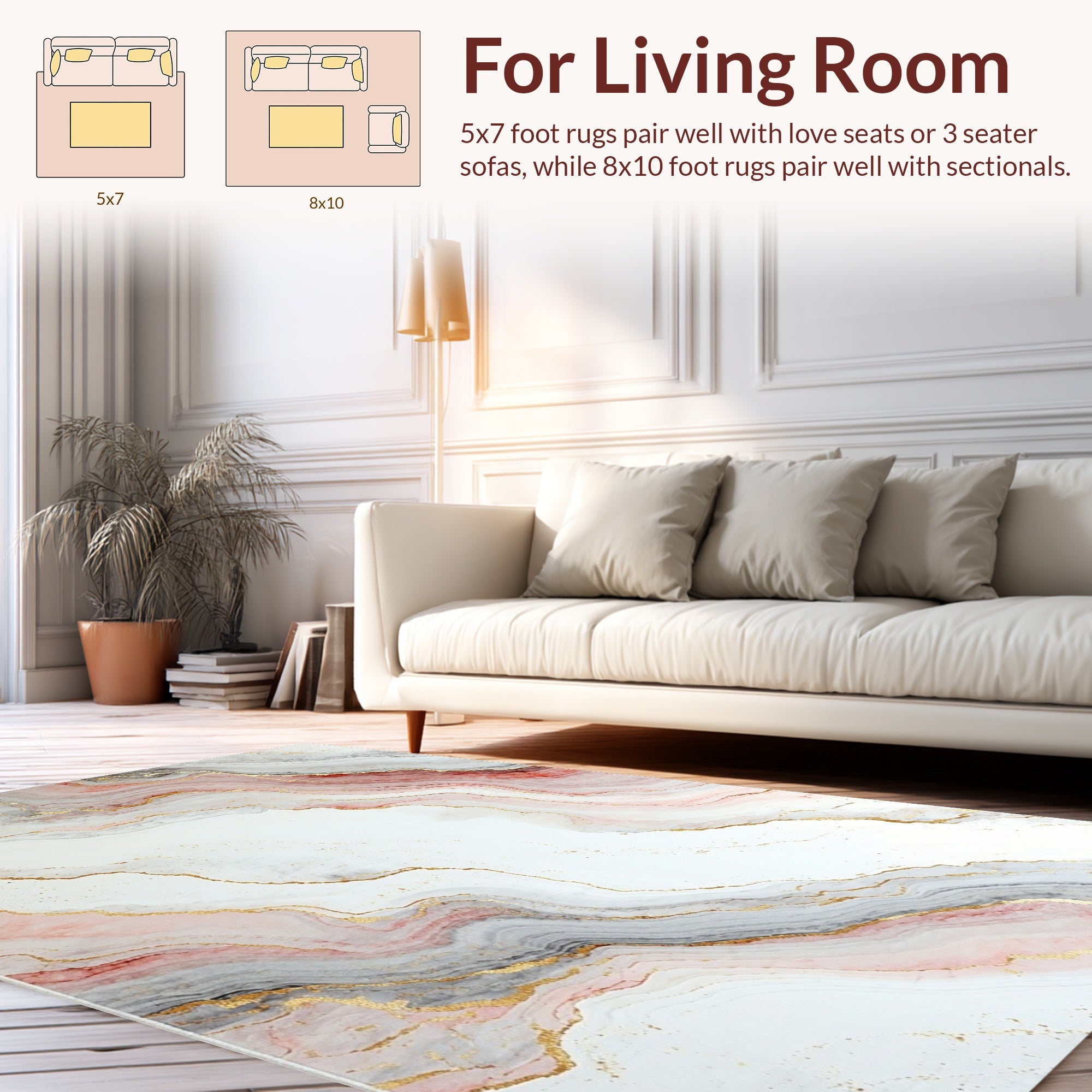 Abstract Pink Gray Gold Agate Rug