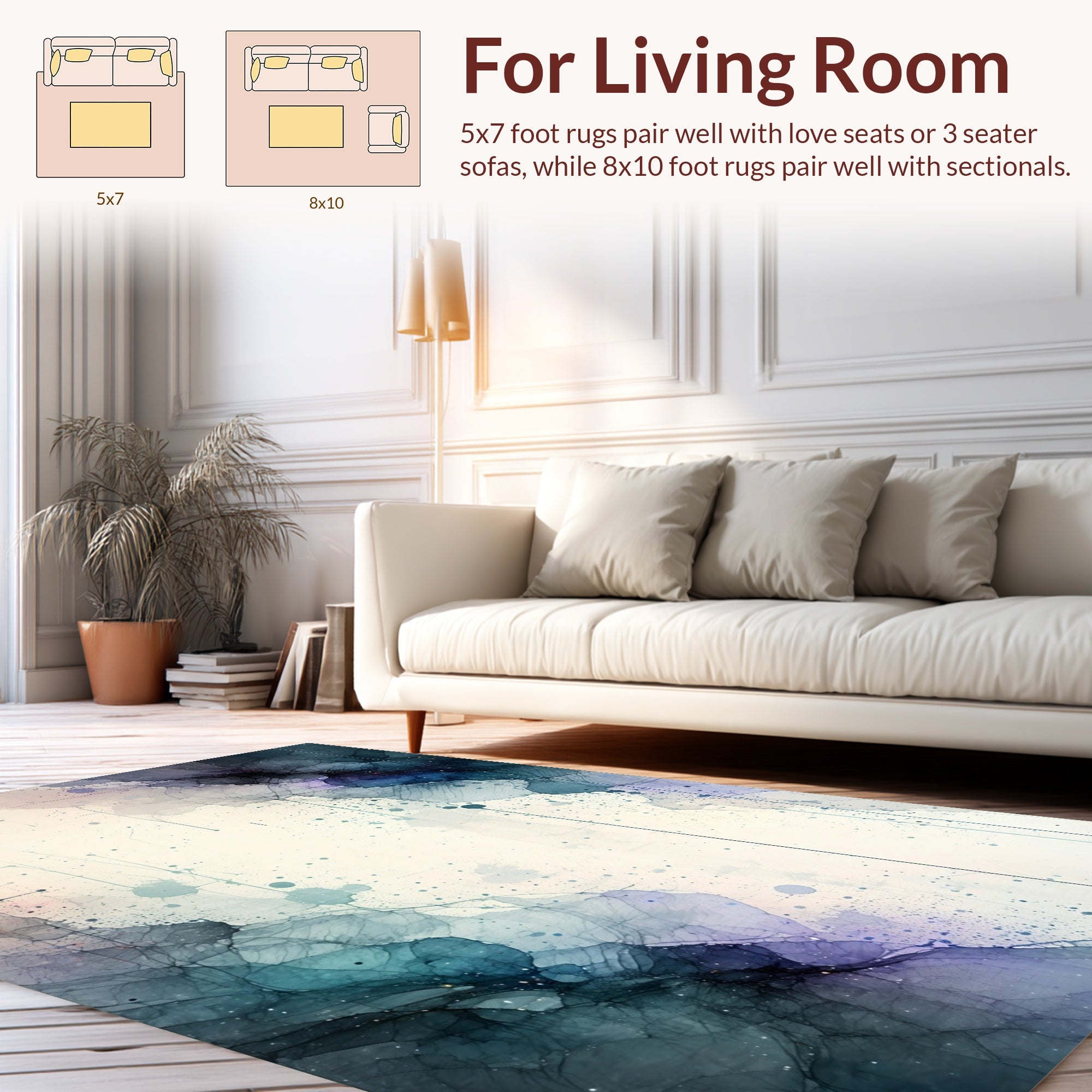 Abstract Ink Wash Nebula Rug