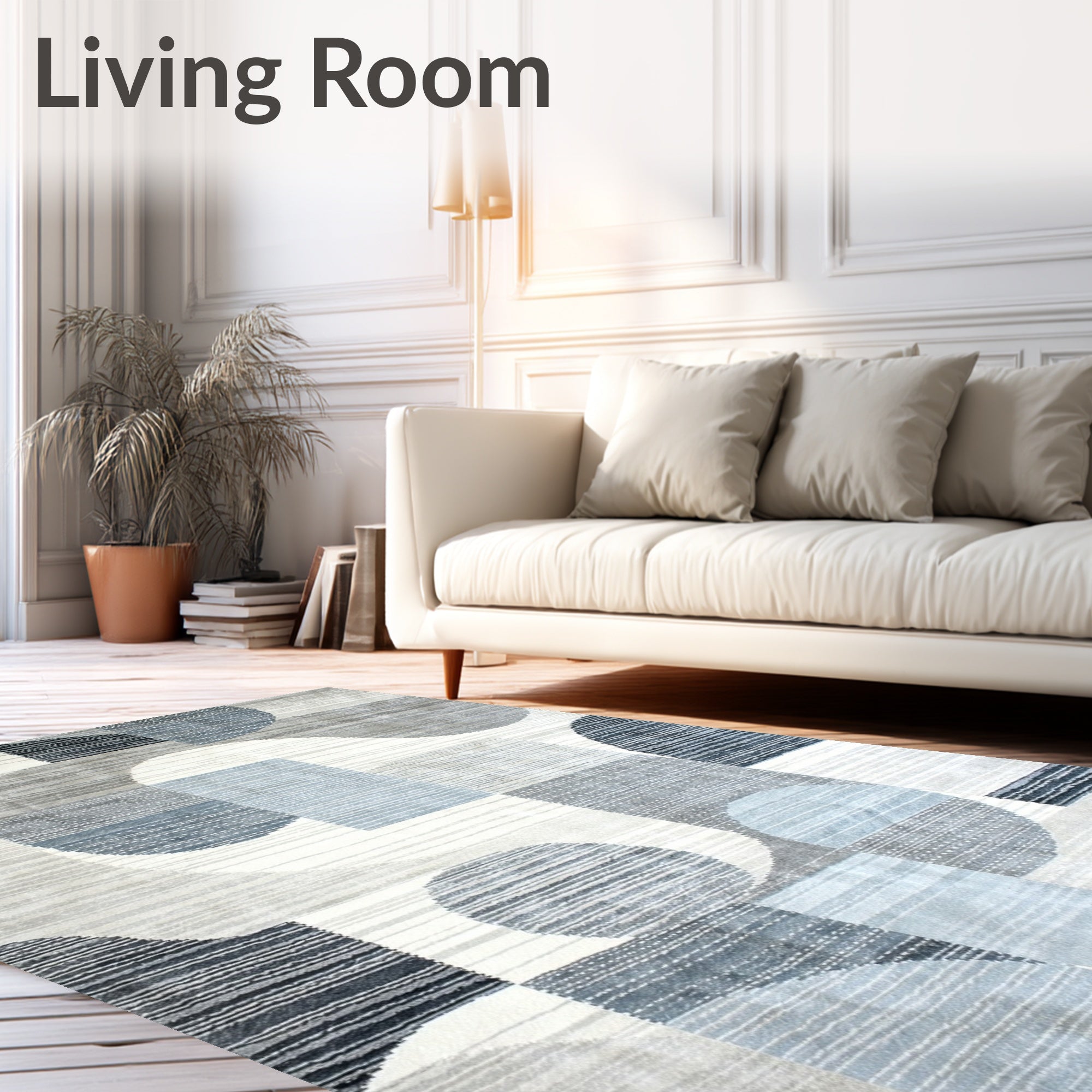 Abstract Gray Blue Wavy Rug