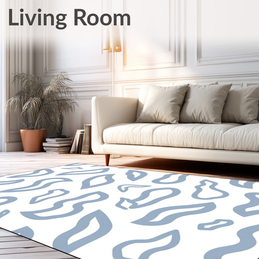 Abstract Blue Cloud Flow Rug