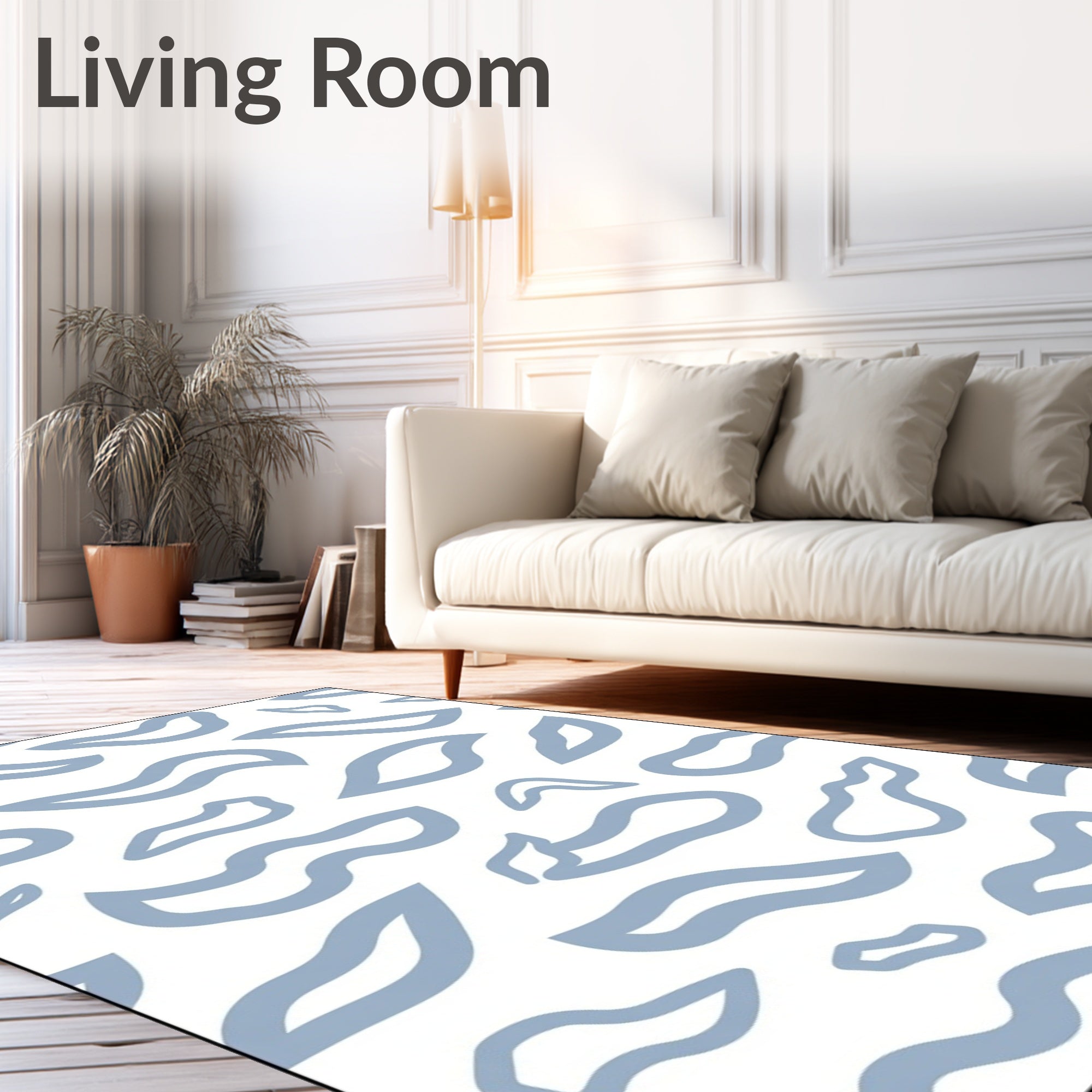 Abstract Blue Cloud Flow Rug