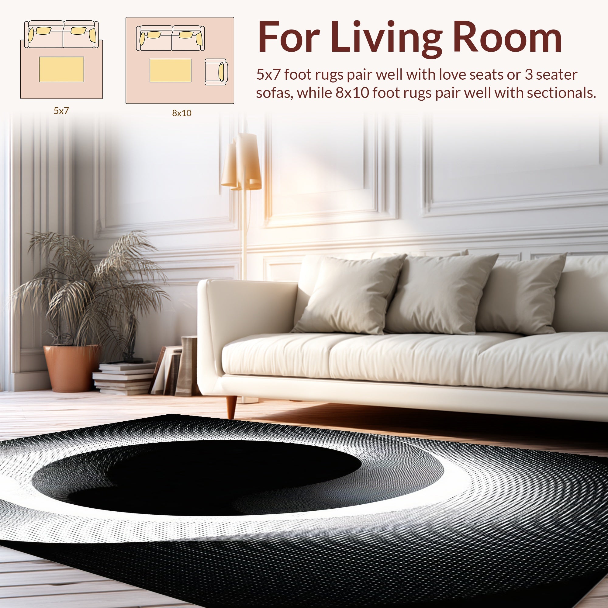 Abstract Linear Halftone Spiral Rug