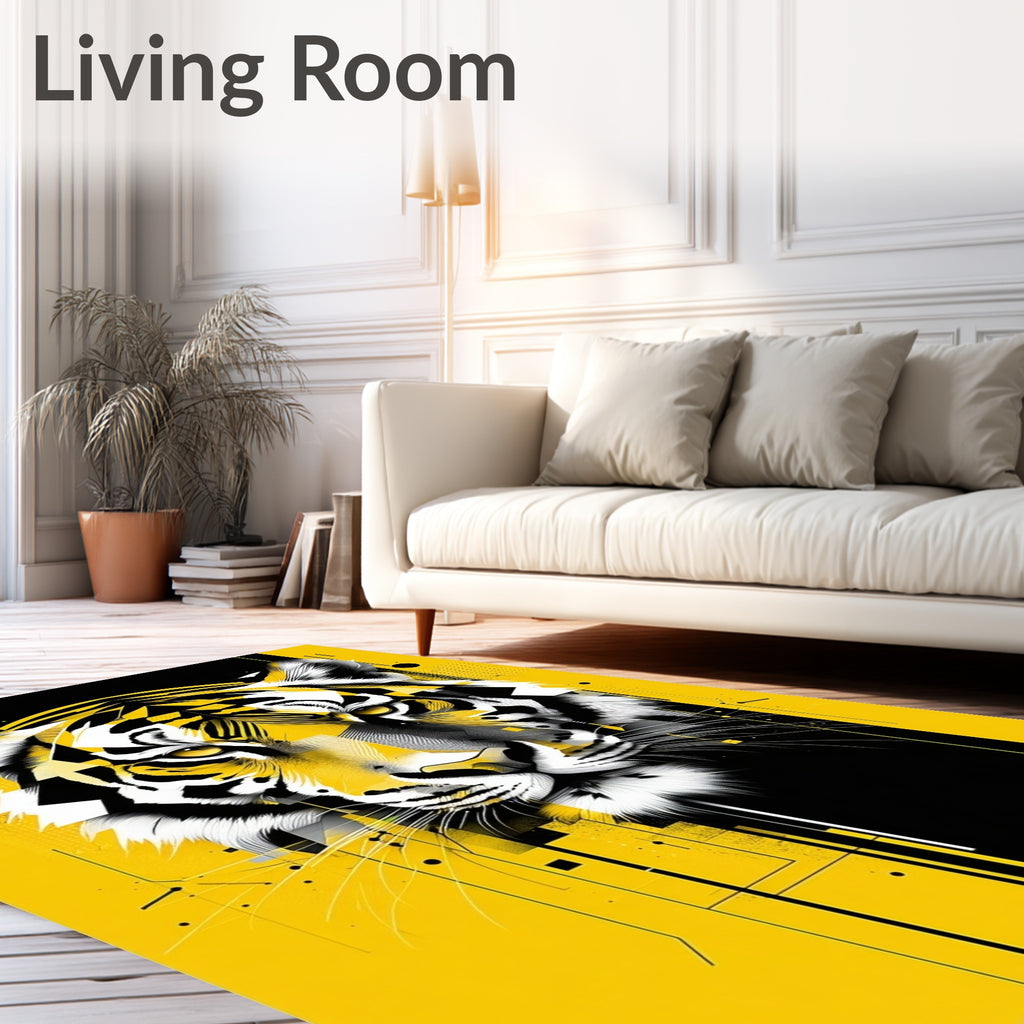 Abstract Geometric Tiger Face Rug