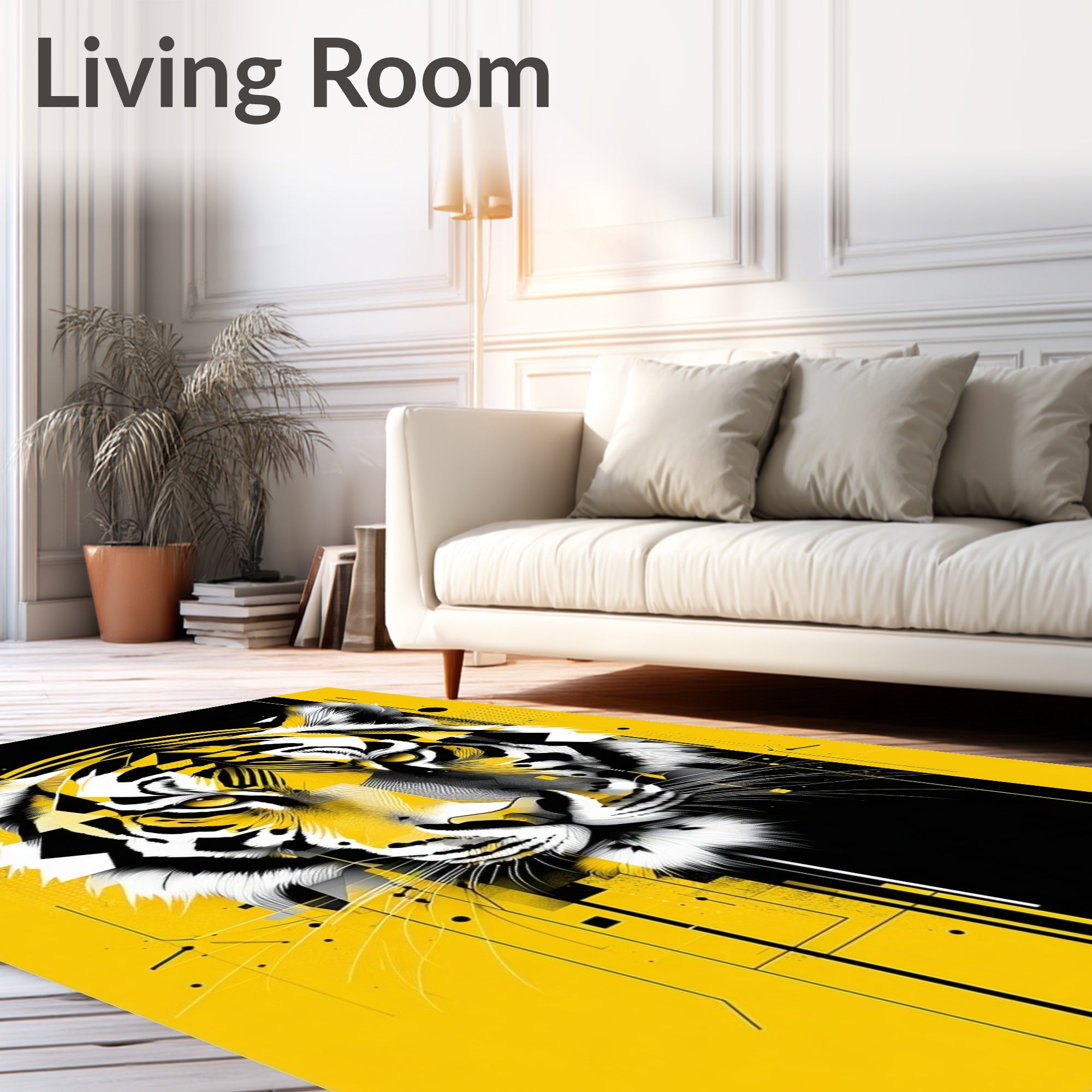 Abstract Geometric Tiger Face Rug