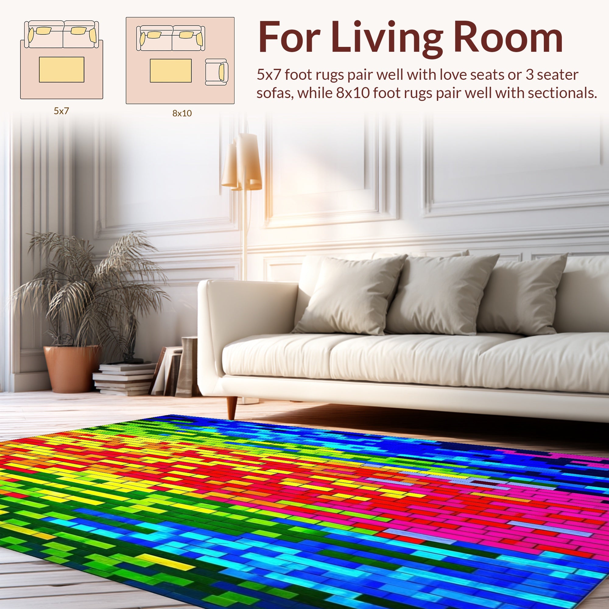 Abstract Rectangular Color Cascade Rug