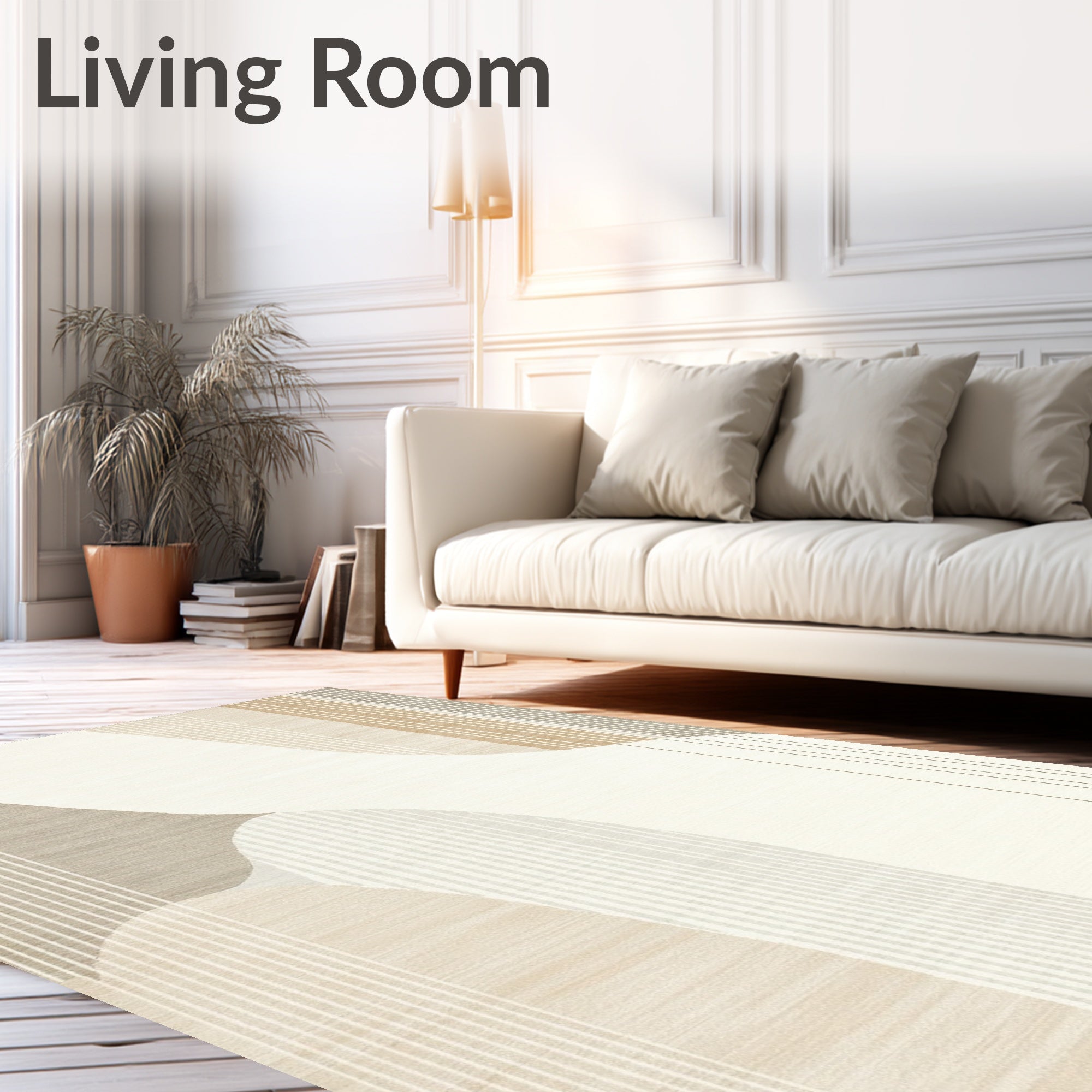 Abstract Beige Fluid Wave Rug