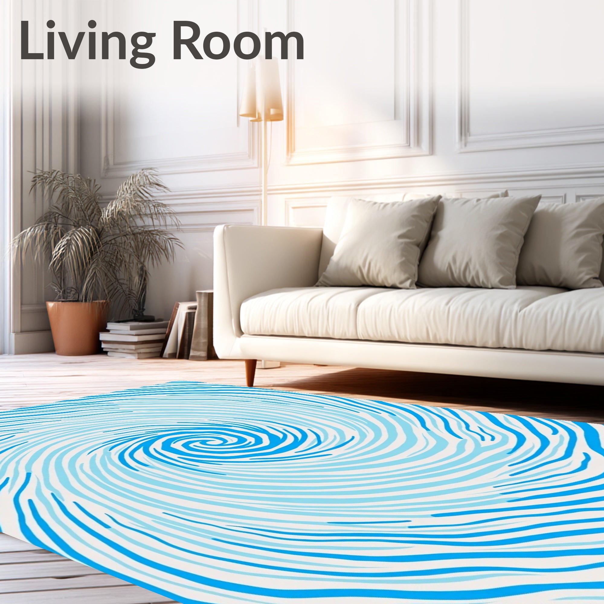 Abstract Blue Swirl Current Rug