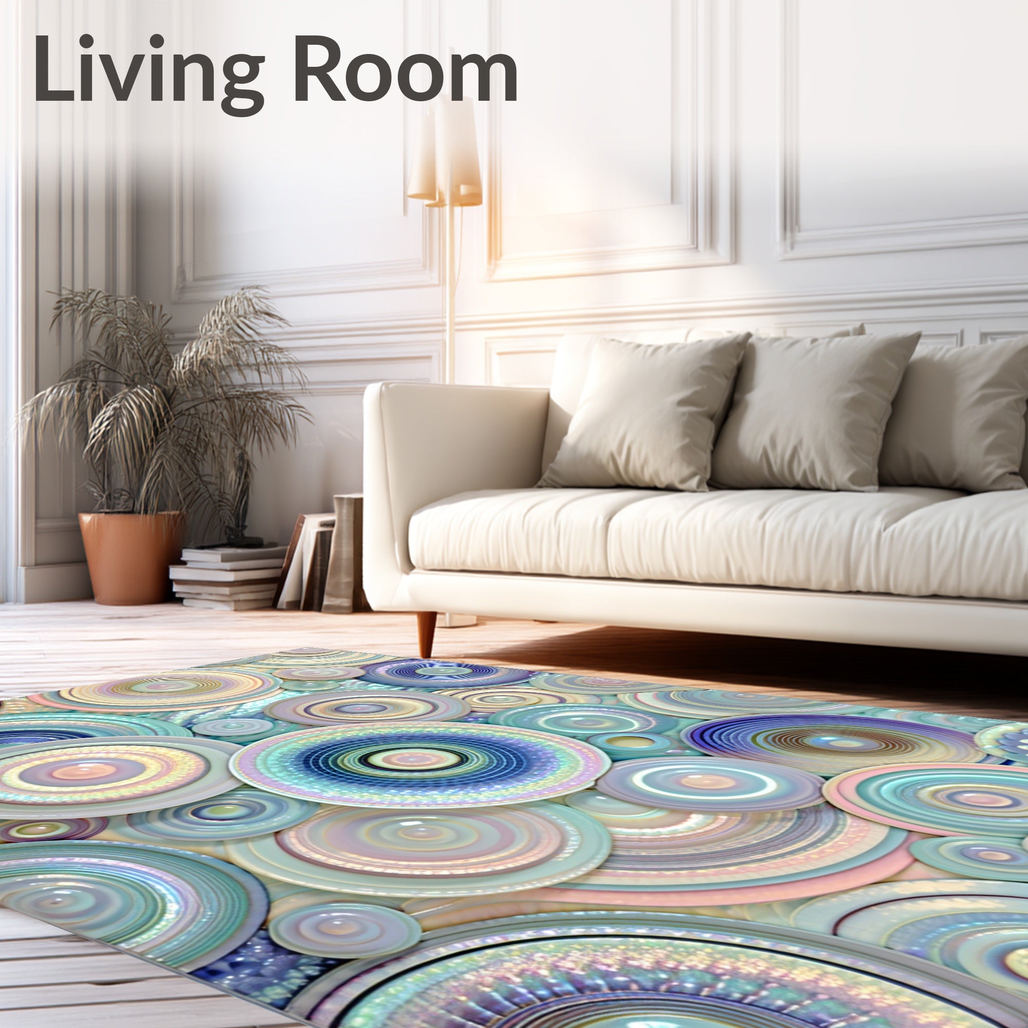 Abstract Circular Pastel Pattern Rug