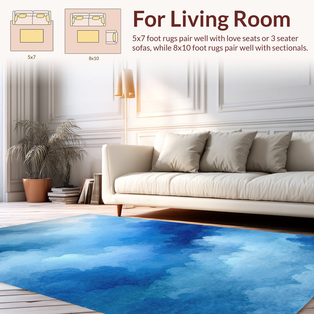 Abstract Blue Cloudy Sky Art Rug