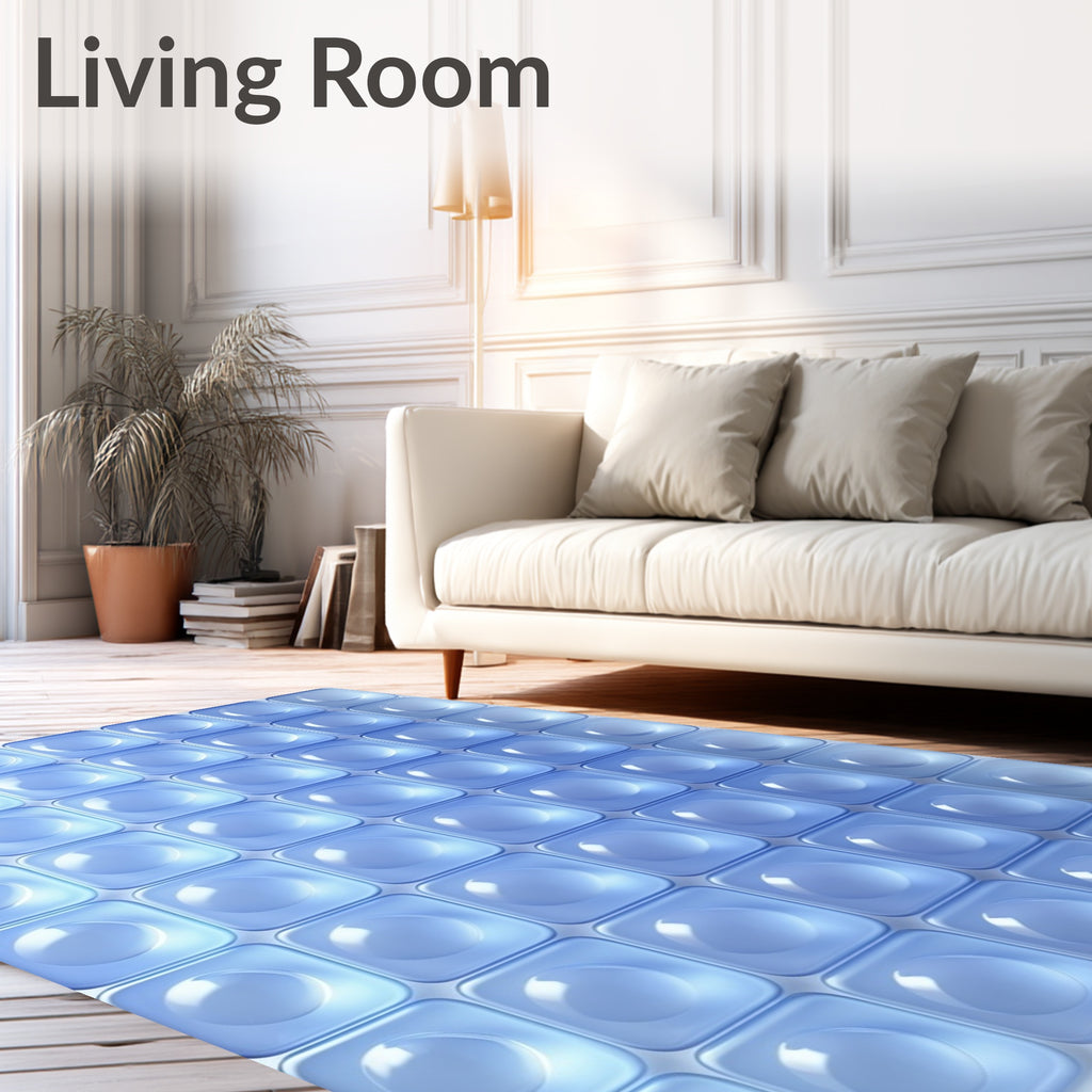 Abstract Blue Bubble Pattern Rug