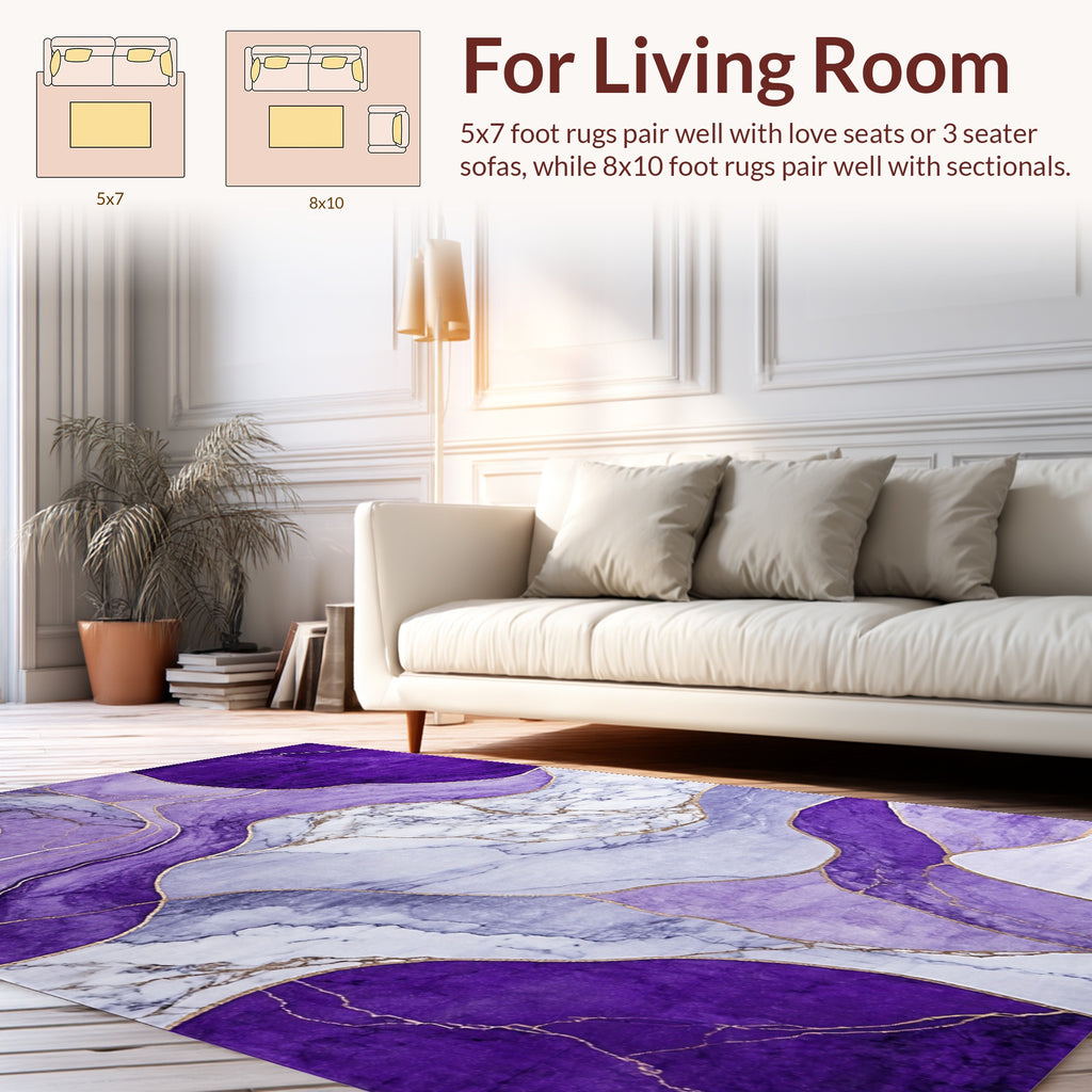 Abstract Amethyst Wave Pattern Rug