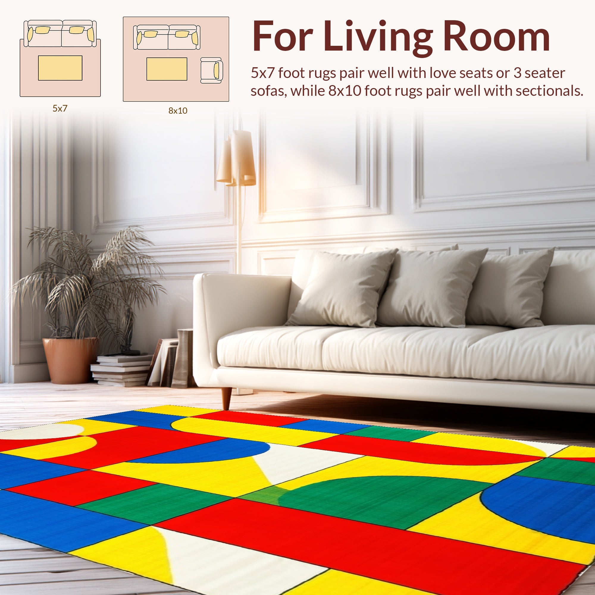 Abstract Primary Color Blocks Rug
