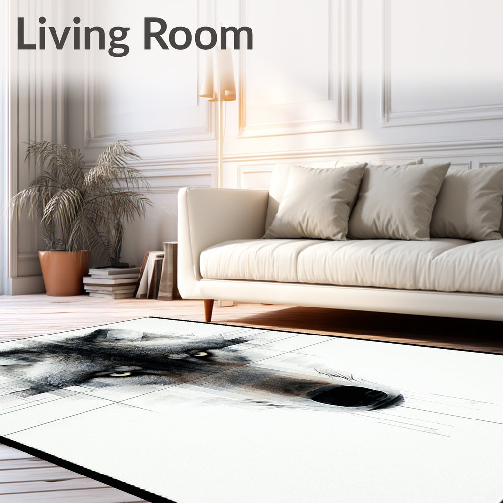 Abstract Geometric Wolf Face Rug