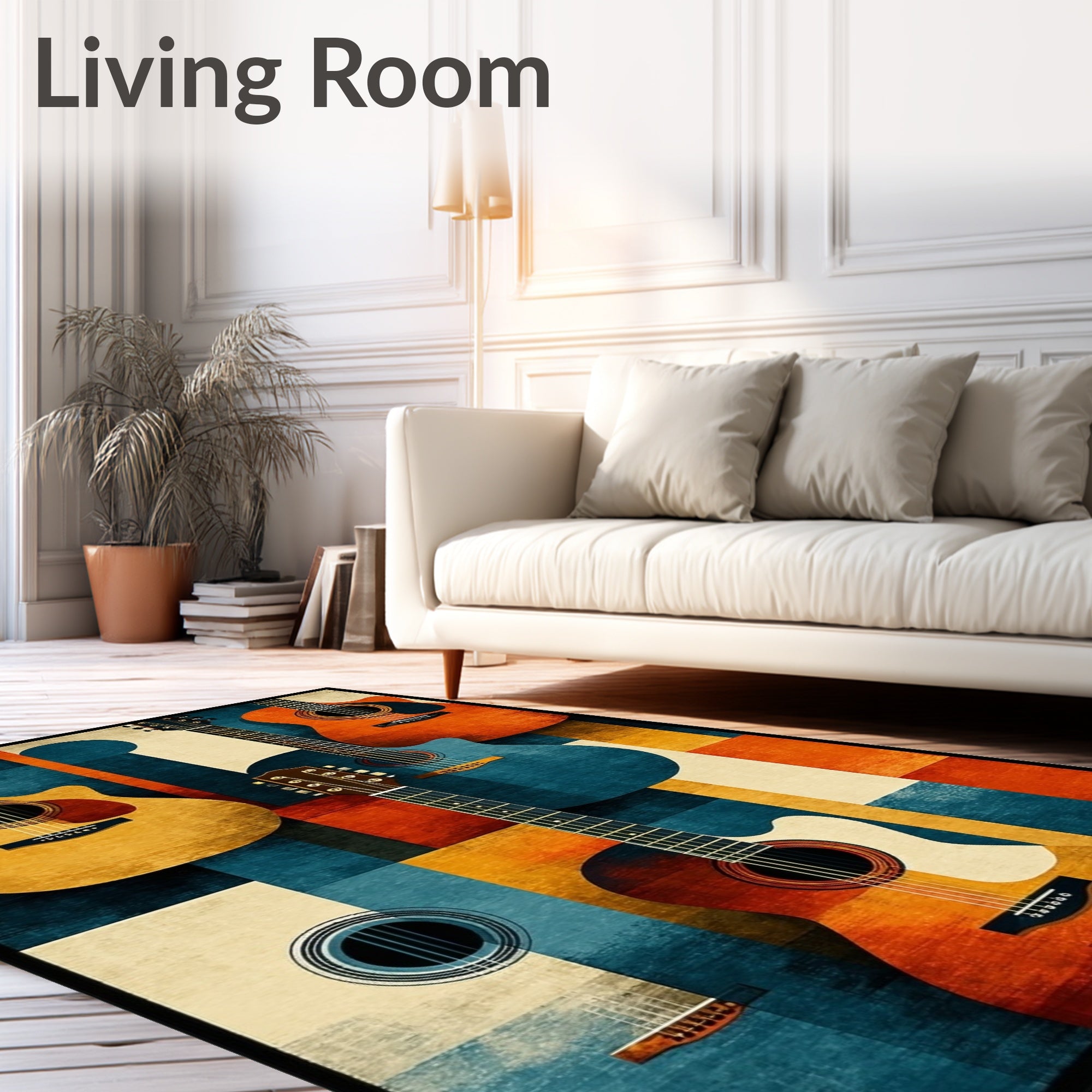 Abstract Guitar Collection Art Rug