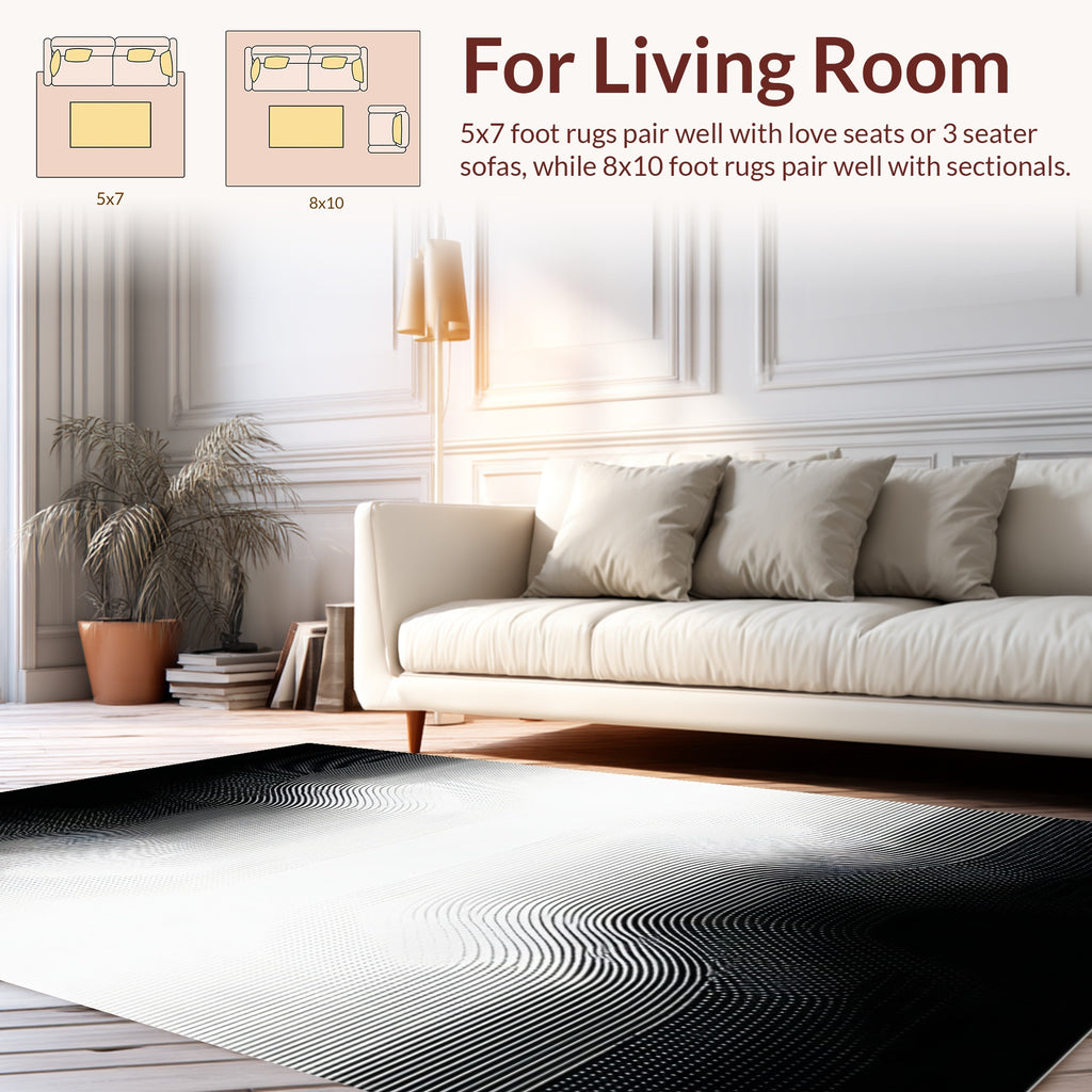 Abstract Black White Gradation Rug