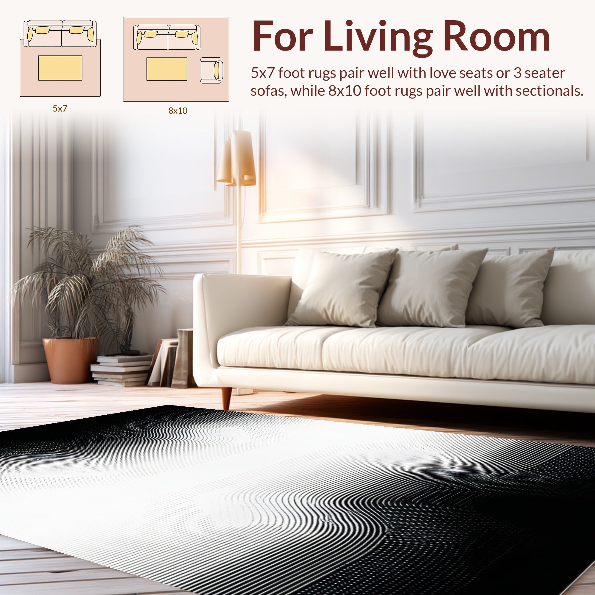 Abstract Black White Gradation Rug