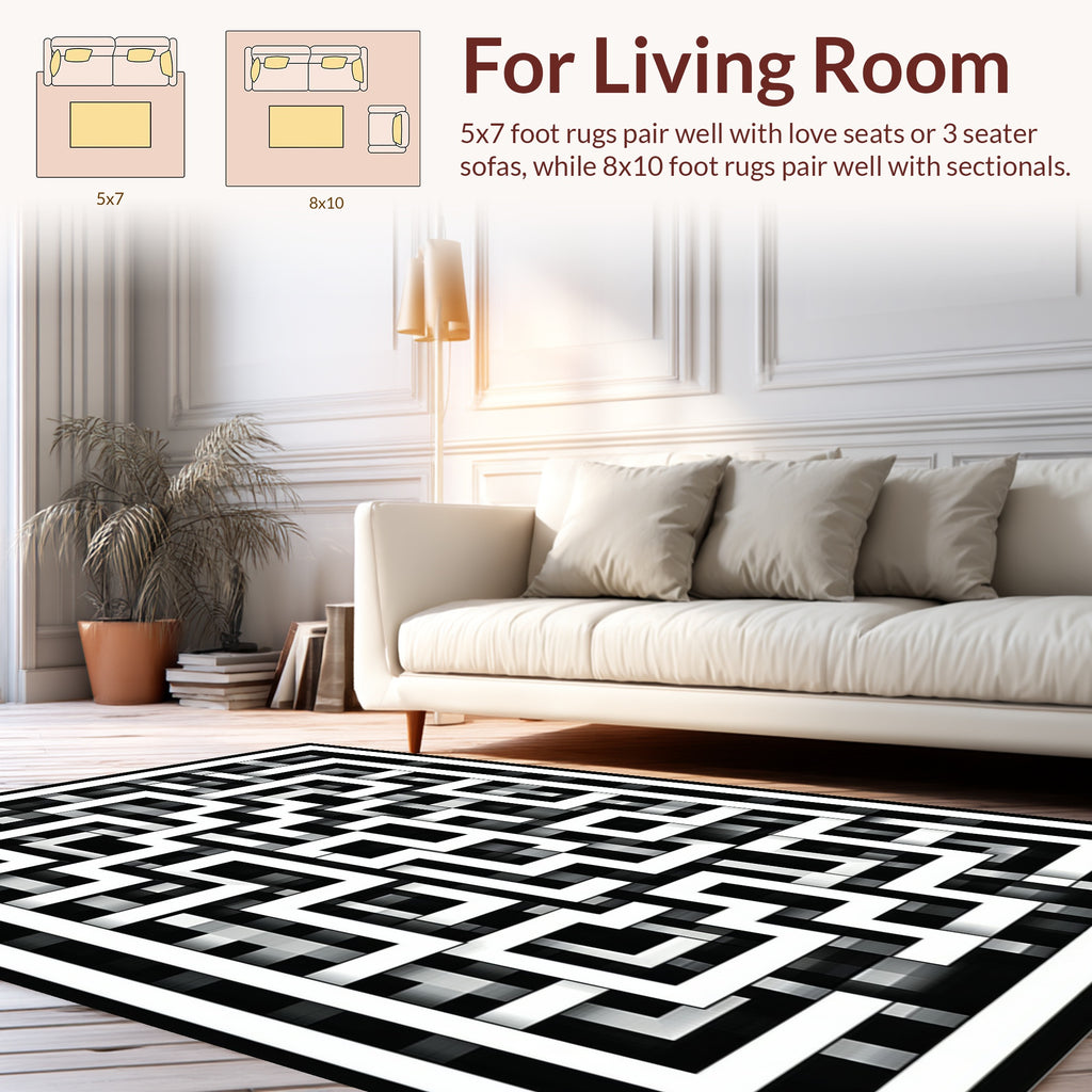 Abstract Geometric Maze Pattern Rug