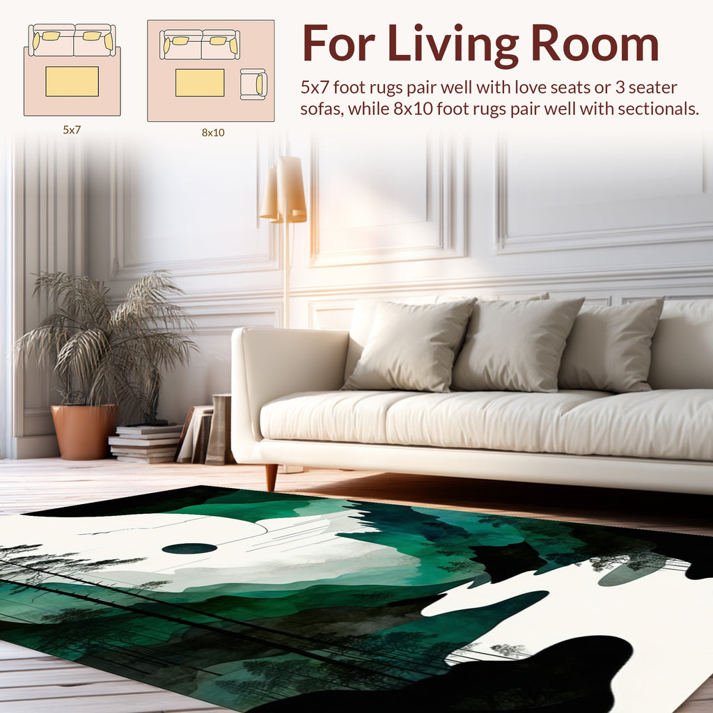 Abstract Green Landscape River Design Rug