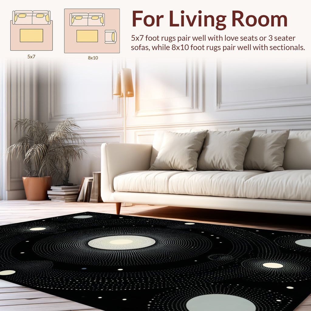 Abstract Geometric Dot Circle Pattern Rug
