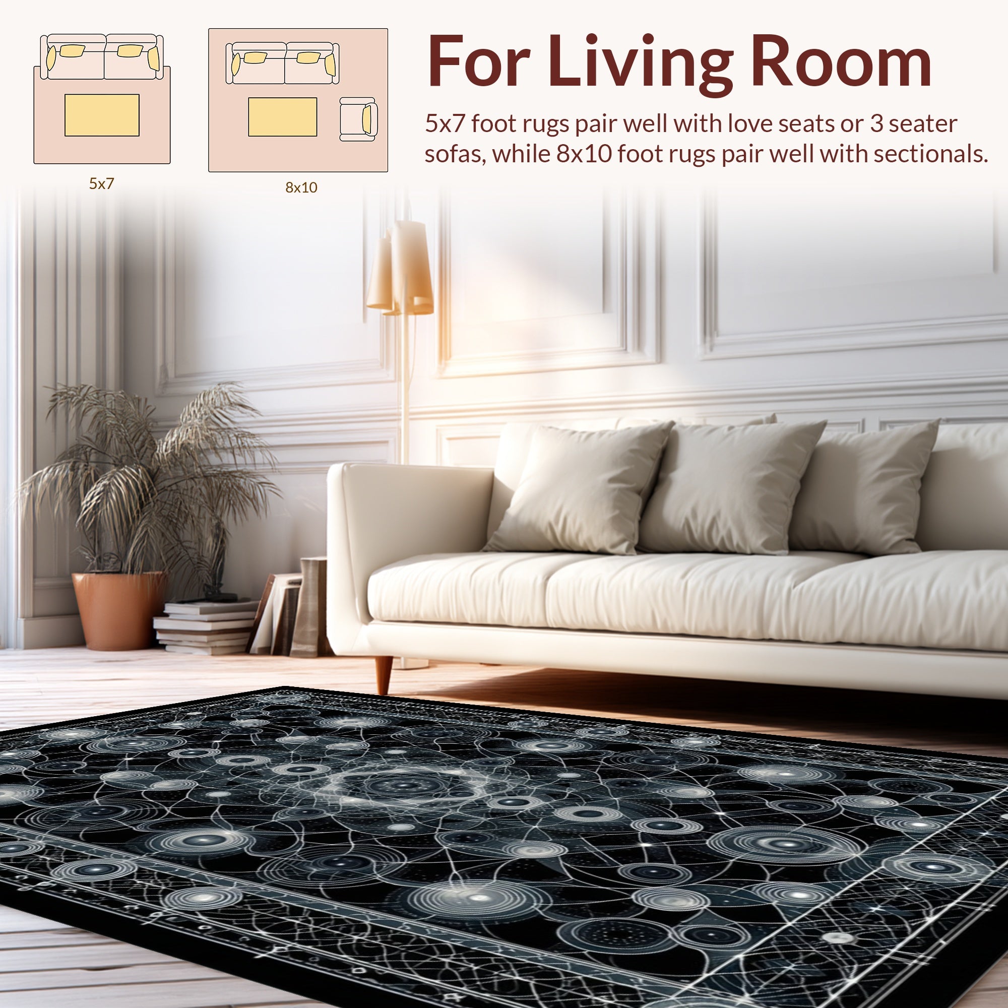 Abstract Geometric Circular Patterns Rug